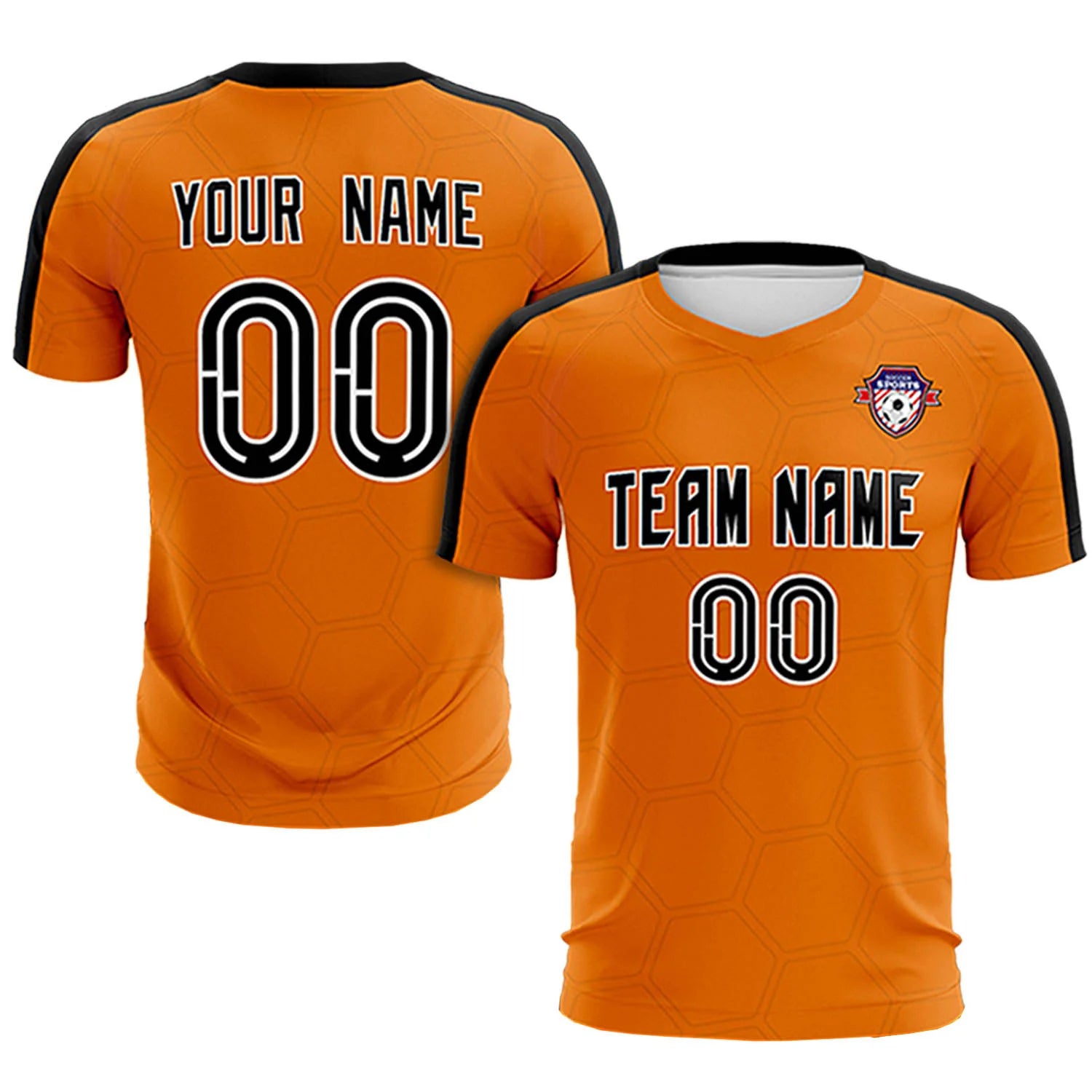Custom Orange Black Outdoor Sport Soccer Sets Jersey