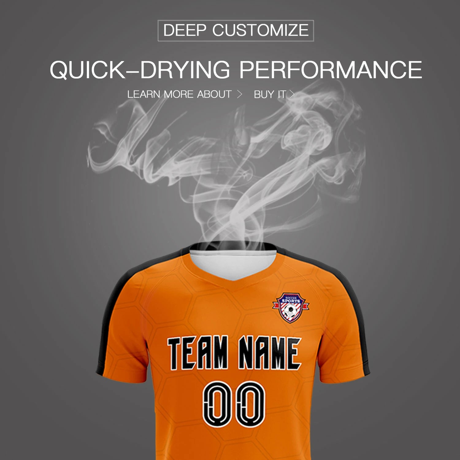 Custom Orange Black Outdoor Sport Soccer Sets Jersey