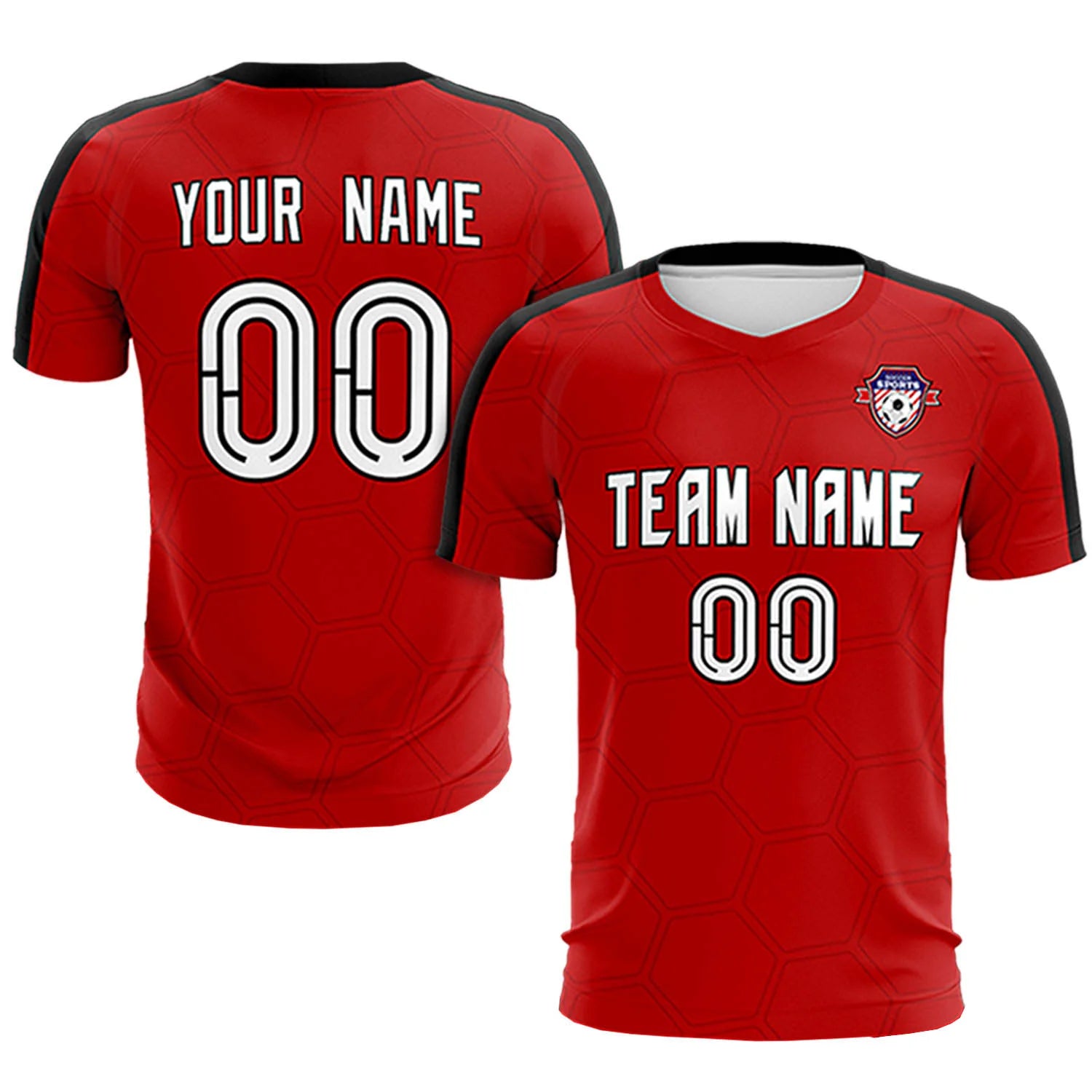 Custom Red Black Outdoor Sport Soccer Sets Jersey