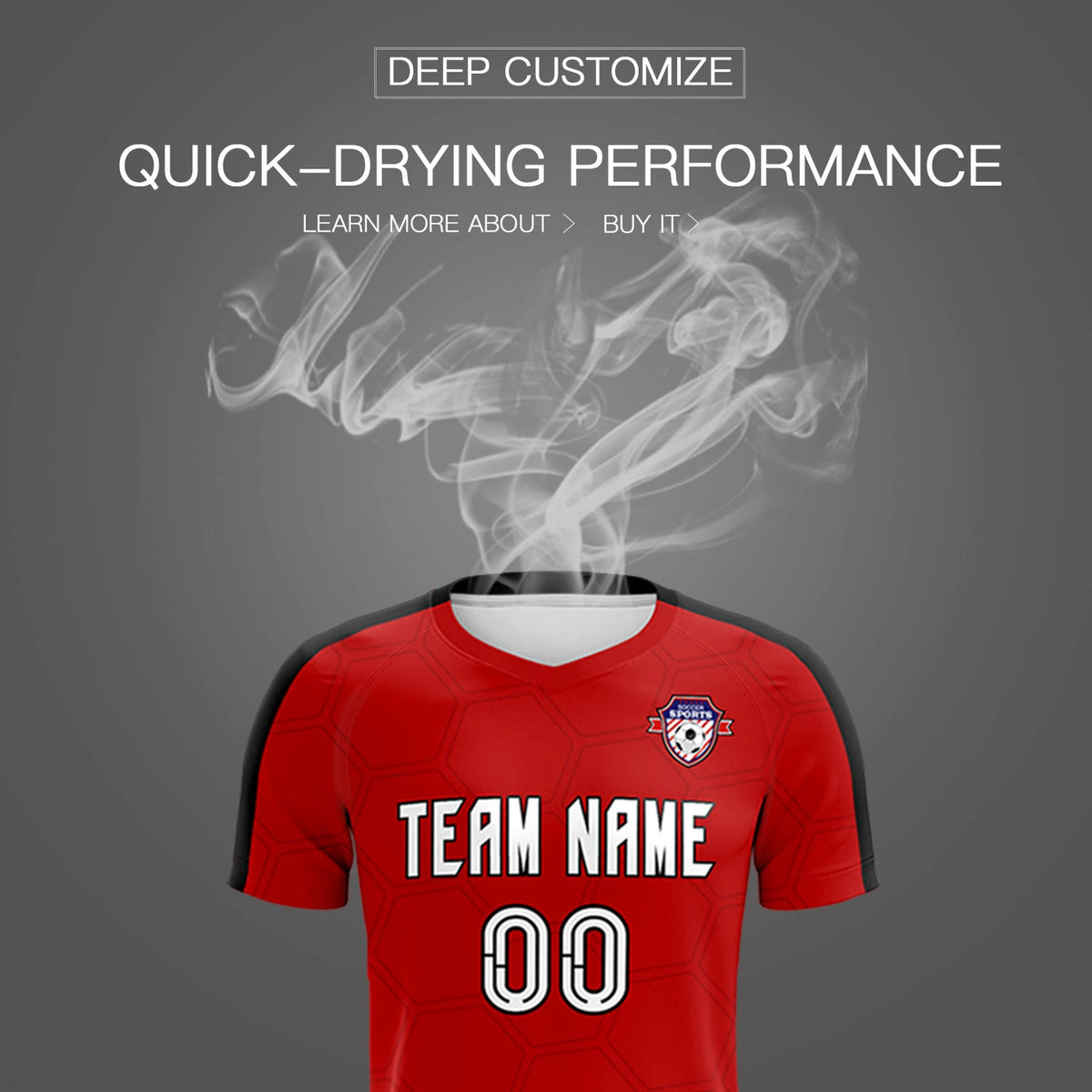 Custom Red Black Outdoor Sport Soccer Sets Jersey