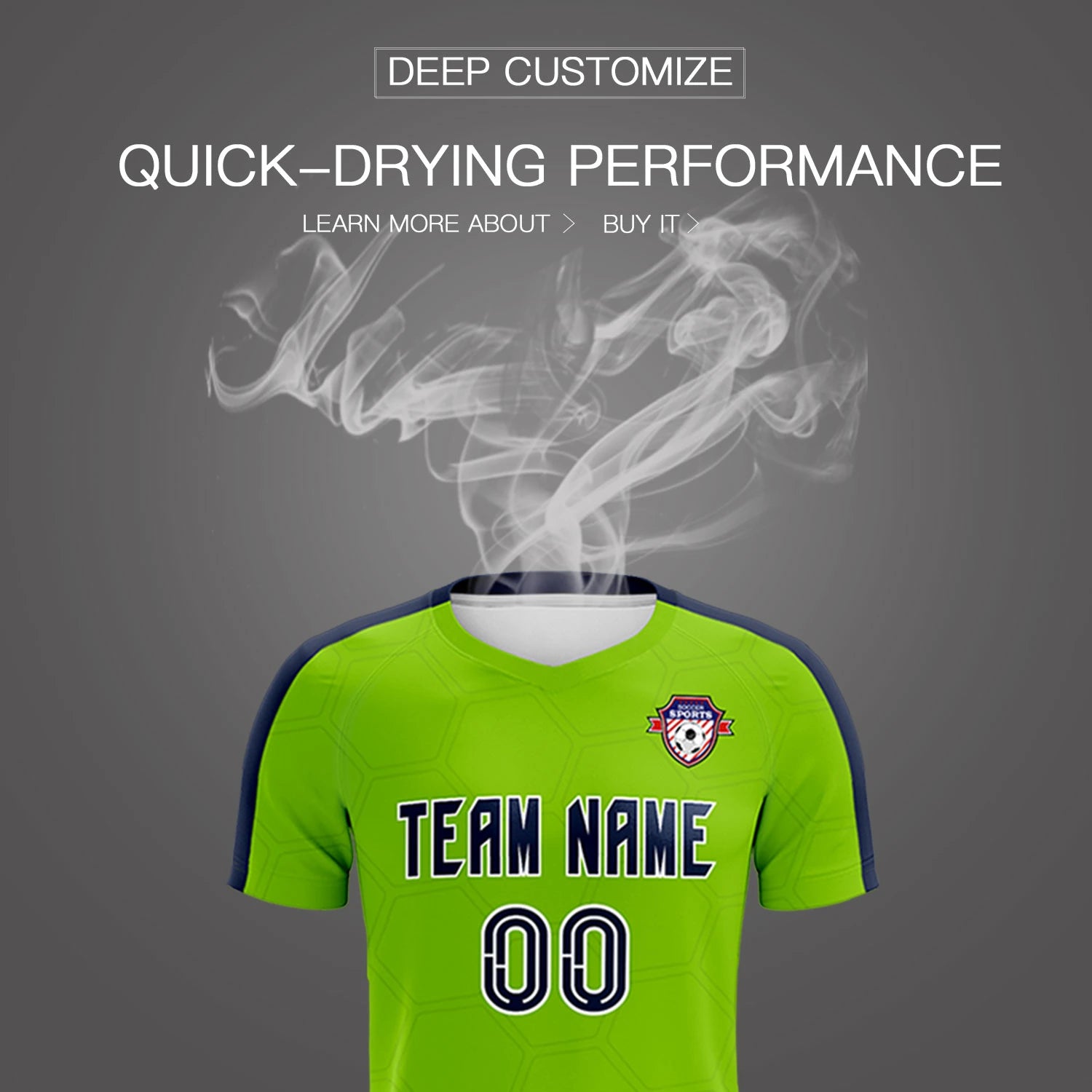 Custom Neon Green Navy Outdoor Sport Soccer Sets Jersey