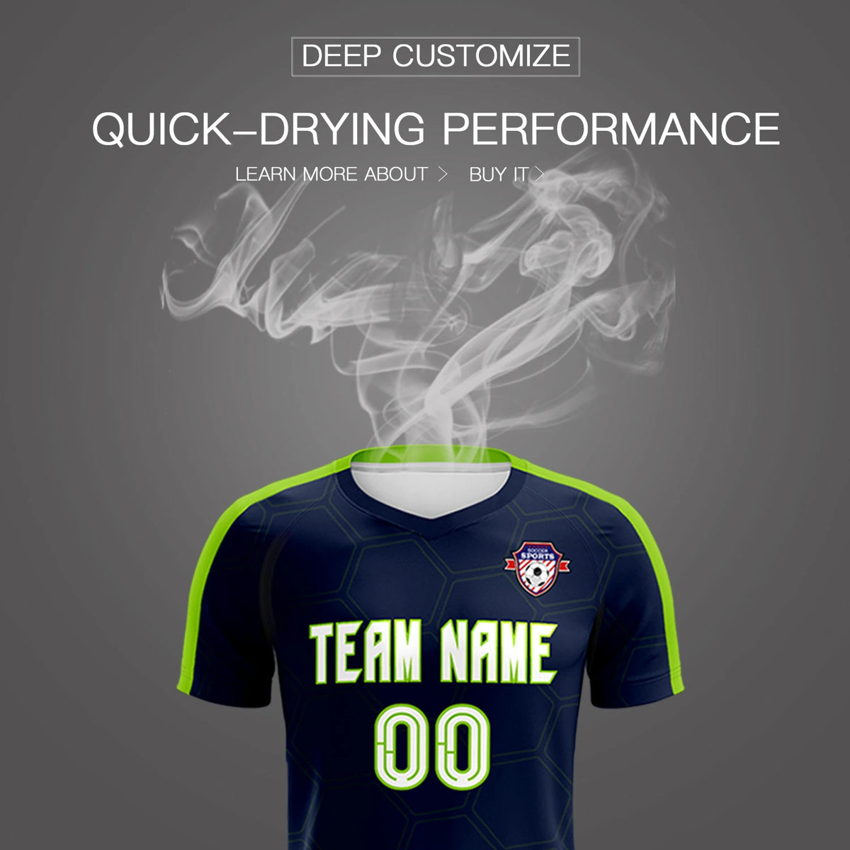 Custom Navy Neon Green Outdoor Sport Soccer Sets Jersey