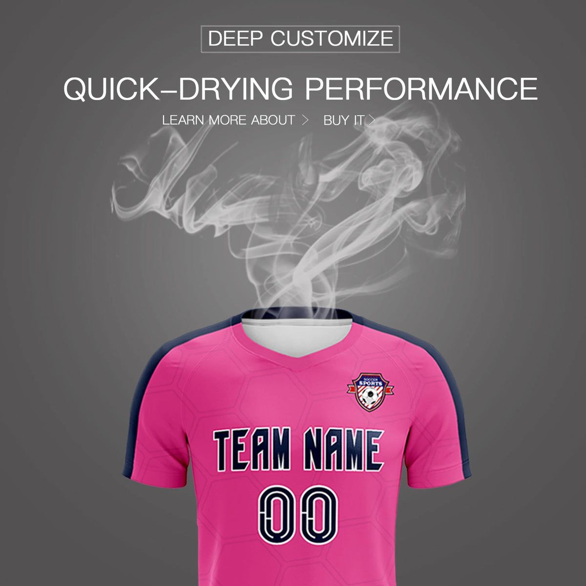 Custom Pink Navy Outdoor Sport Soccer Sets Jersey