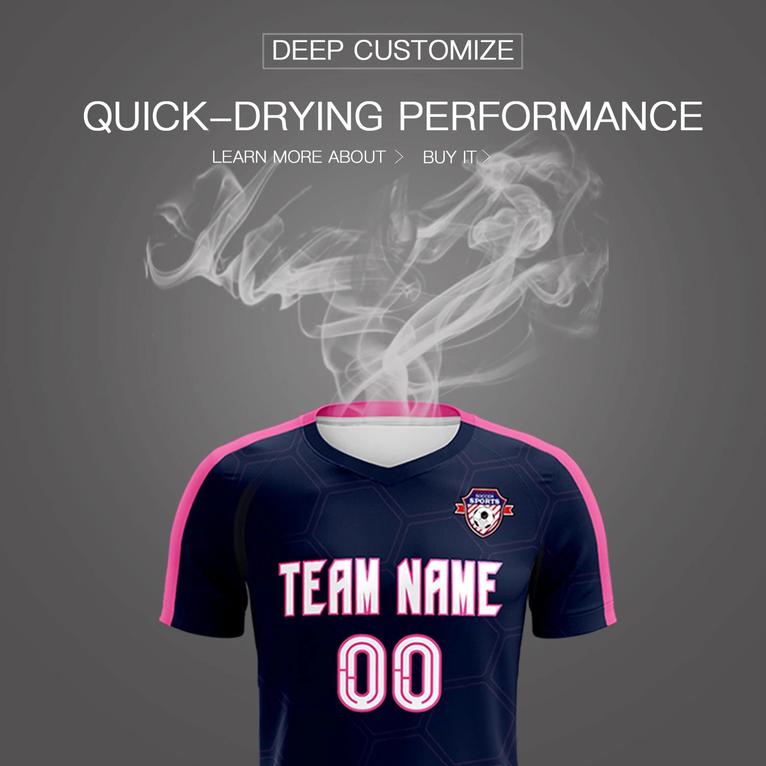 Custom Navy Pink Outdoor Sport Soccer Sets Jersey