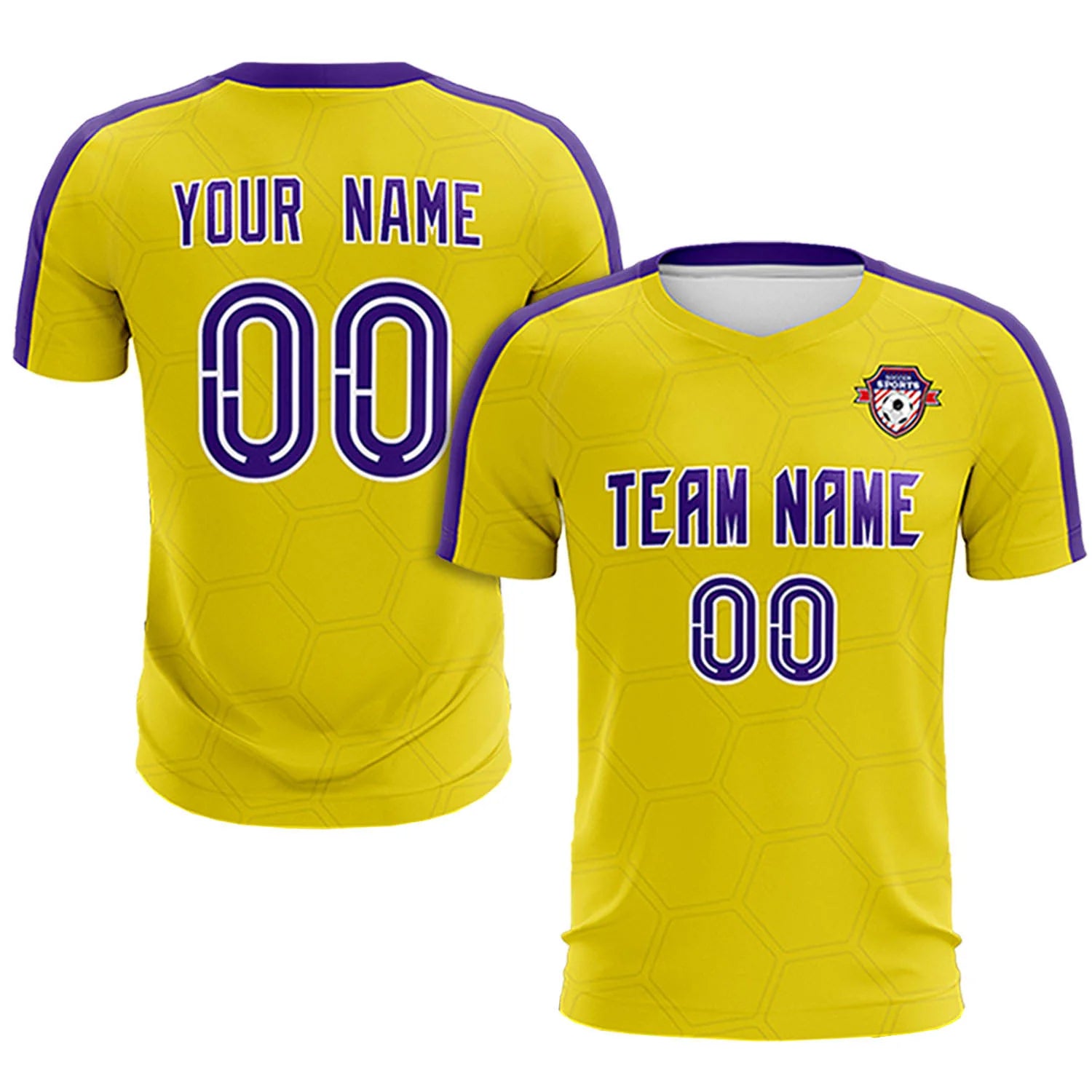 Custom Yellow Purple Outdoor Sport Soccer Sets Jersey