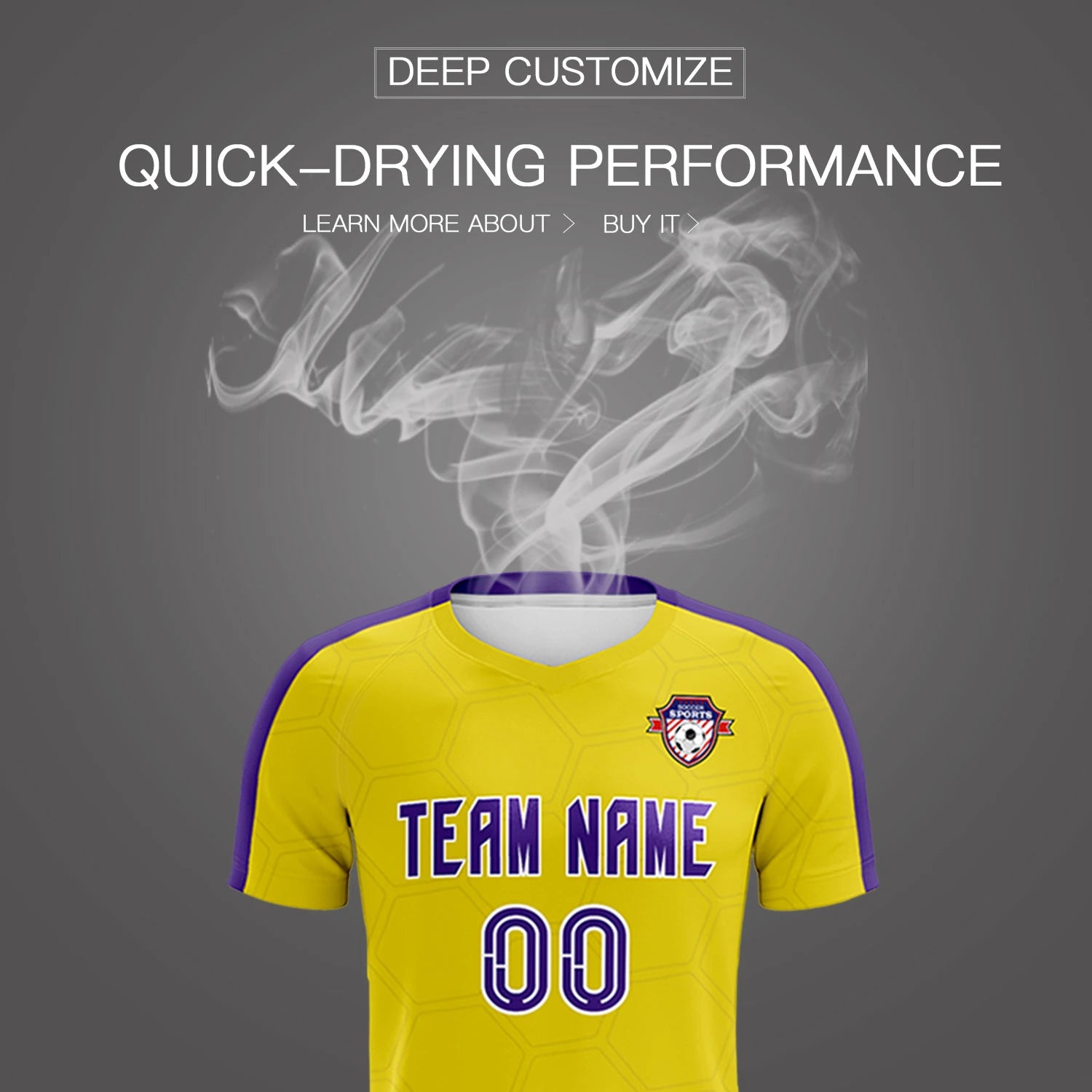 Custom Yellow Purple Outdoor Sport Soccer Sets Jersey