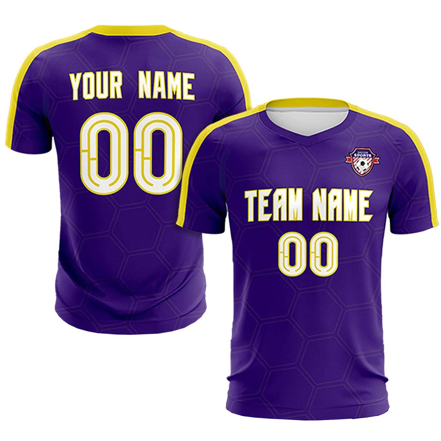 Custom Purple Yellow Outdoor Sport Soccer Sets Jersey
