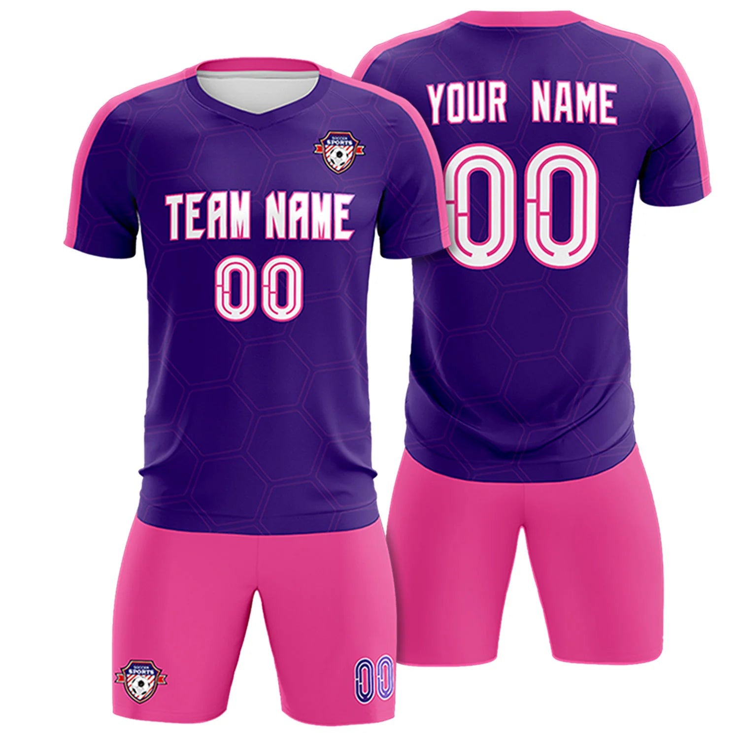 Custom Purple Pink Outdoor Sport Soccer Sets Jersey