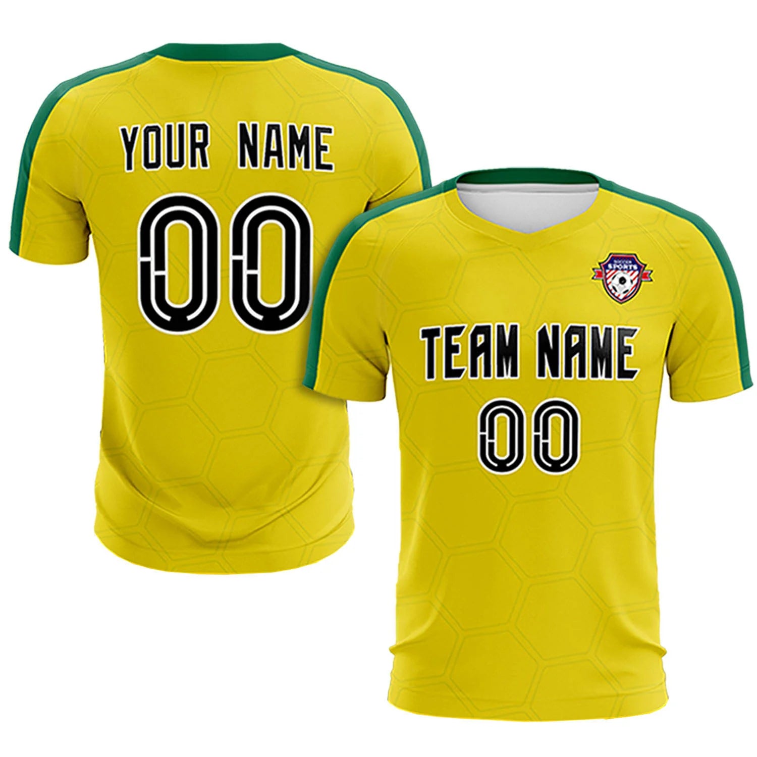 Custom Yellow Kelly Green Outdoor Sport Soccer Sets Jersey