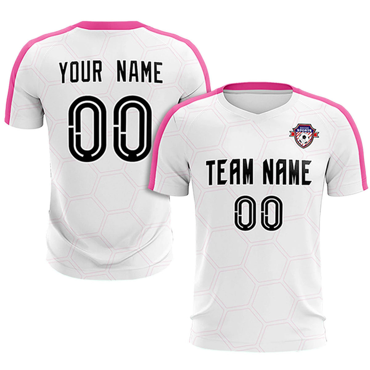 Custom White Pink Outdoor Sport Soccer Sets Jersey