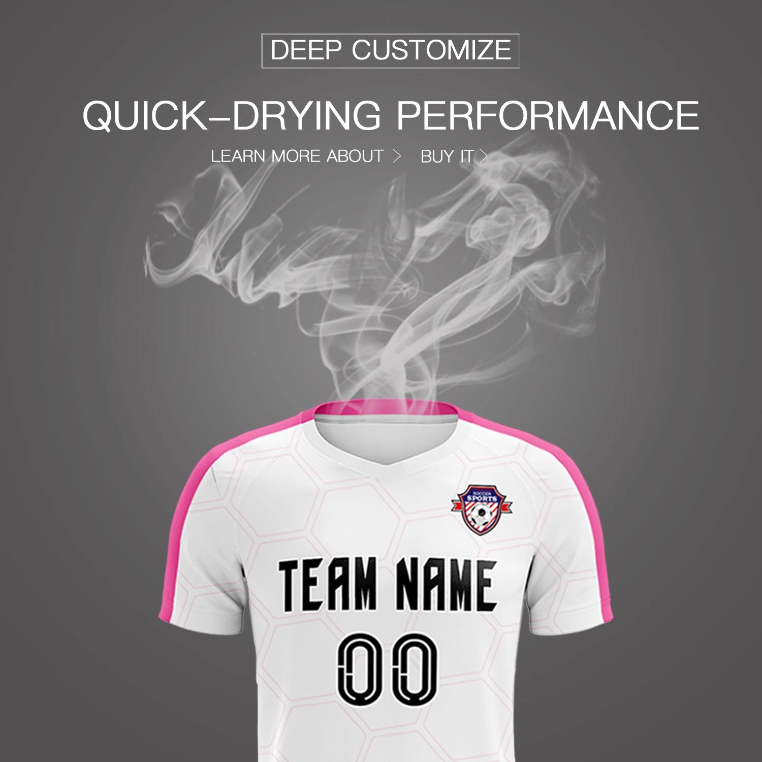 Custom White Pink Outdoor Sport Soccer Sets Jersey