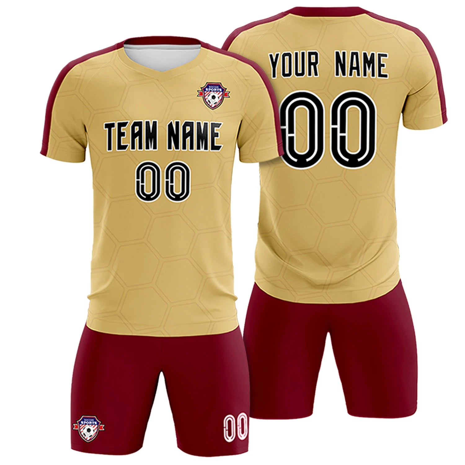 Custom Khaki Crimson Outdoor Sport Soccer Sets Jersey