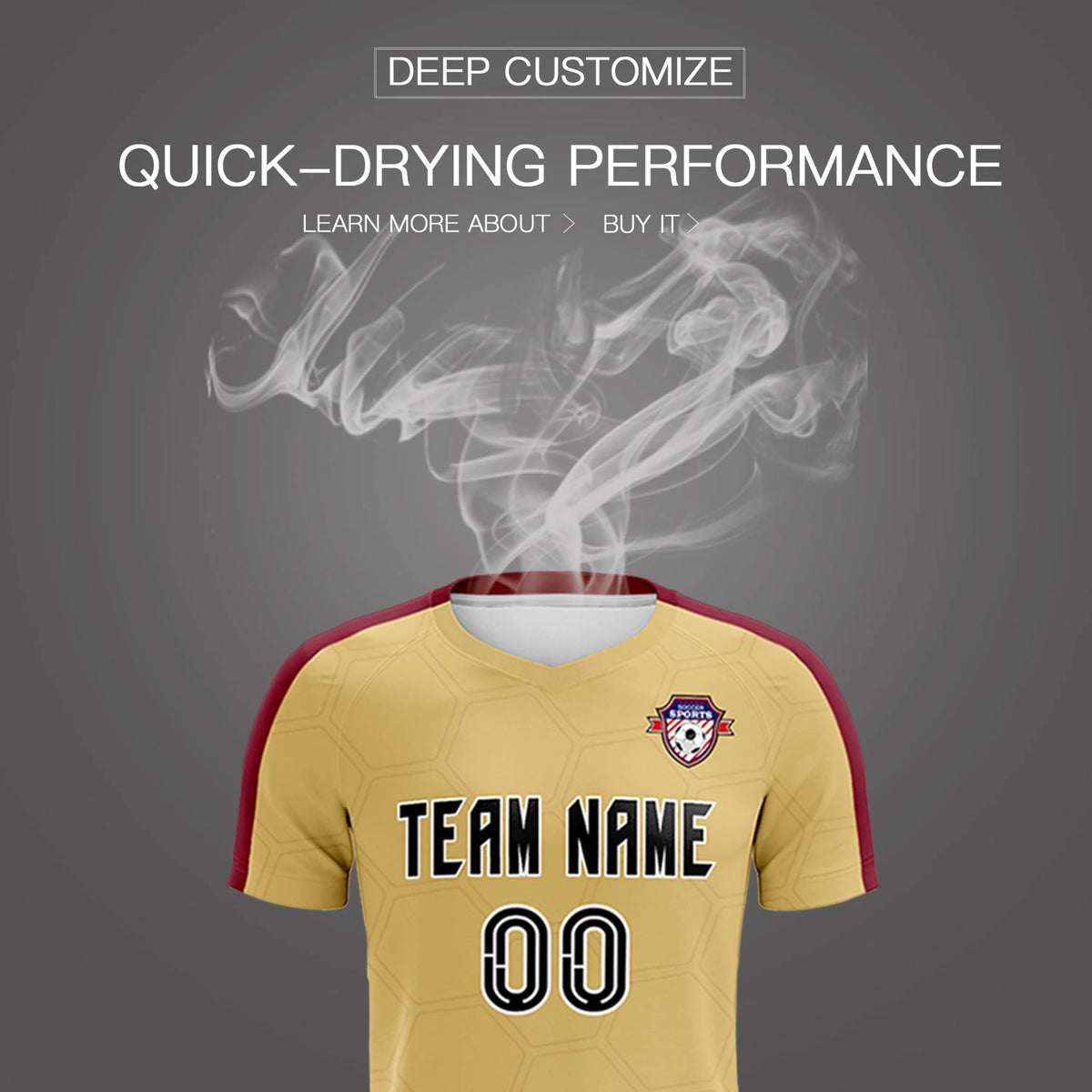 Custom Khaki Crimson Outdoor Sport Soccer Sets Jersey