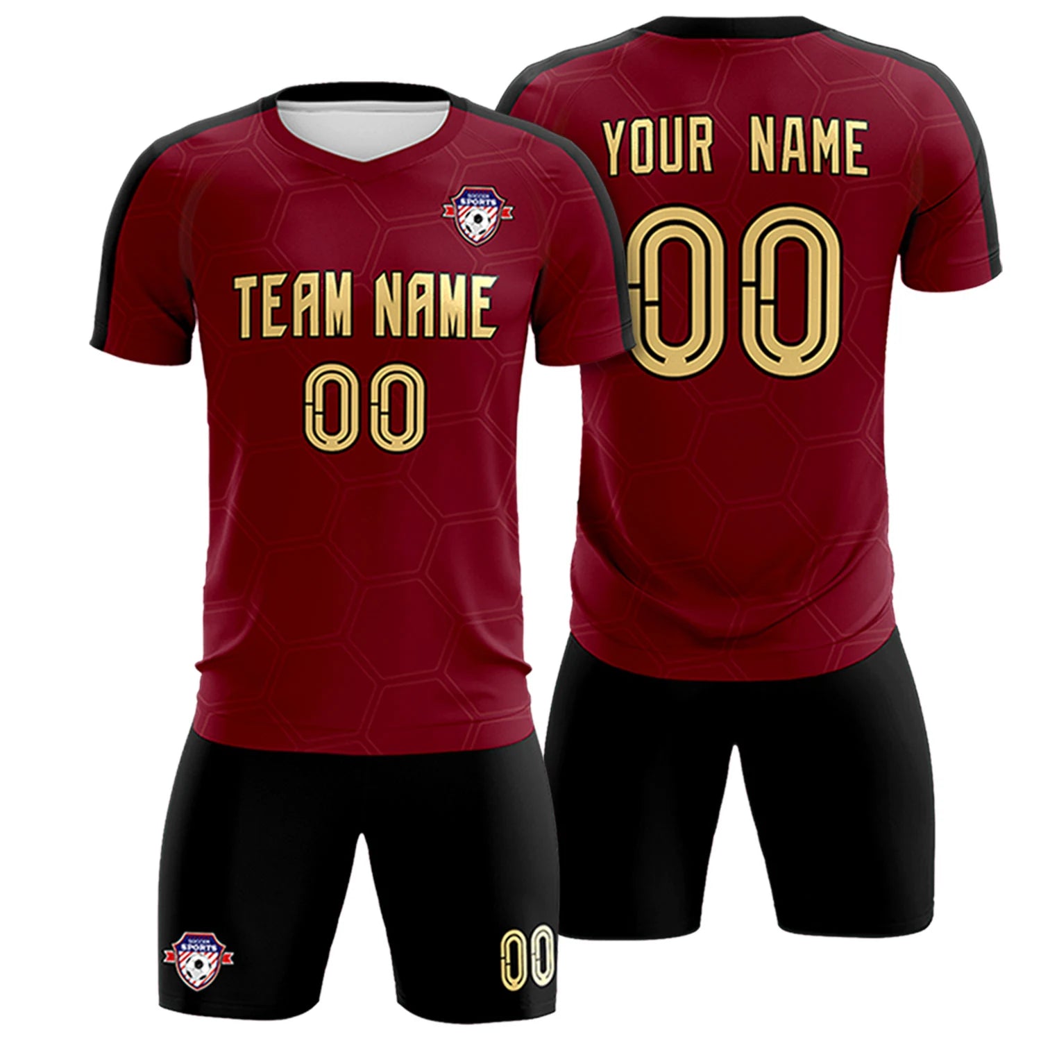 Custom Crimson Khaki Outdoor Sport Soccer Sets Jersey