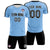 Custom Light Blue Black Outdoor Sport Soccer Sets Jersey