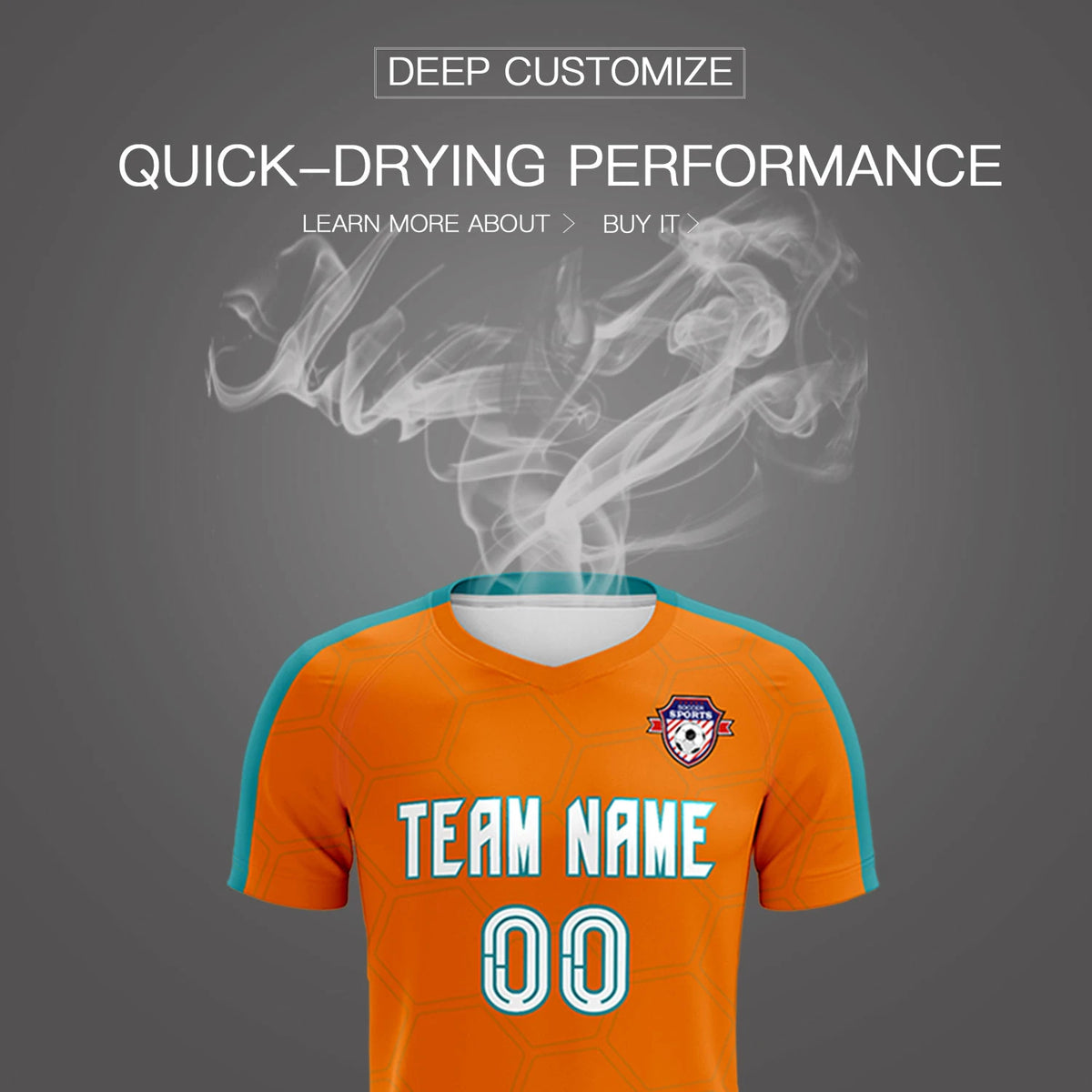 Custom Orange Aqua Outdoor Sport Soccer Sets Jersey