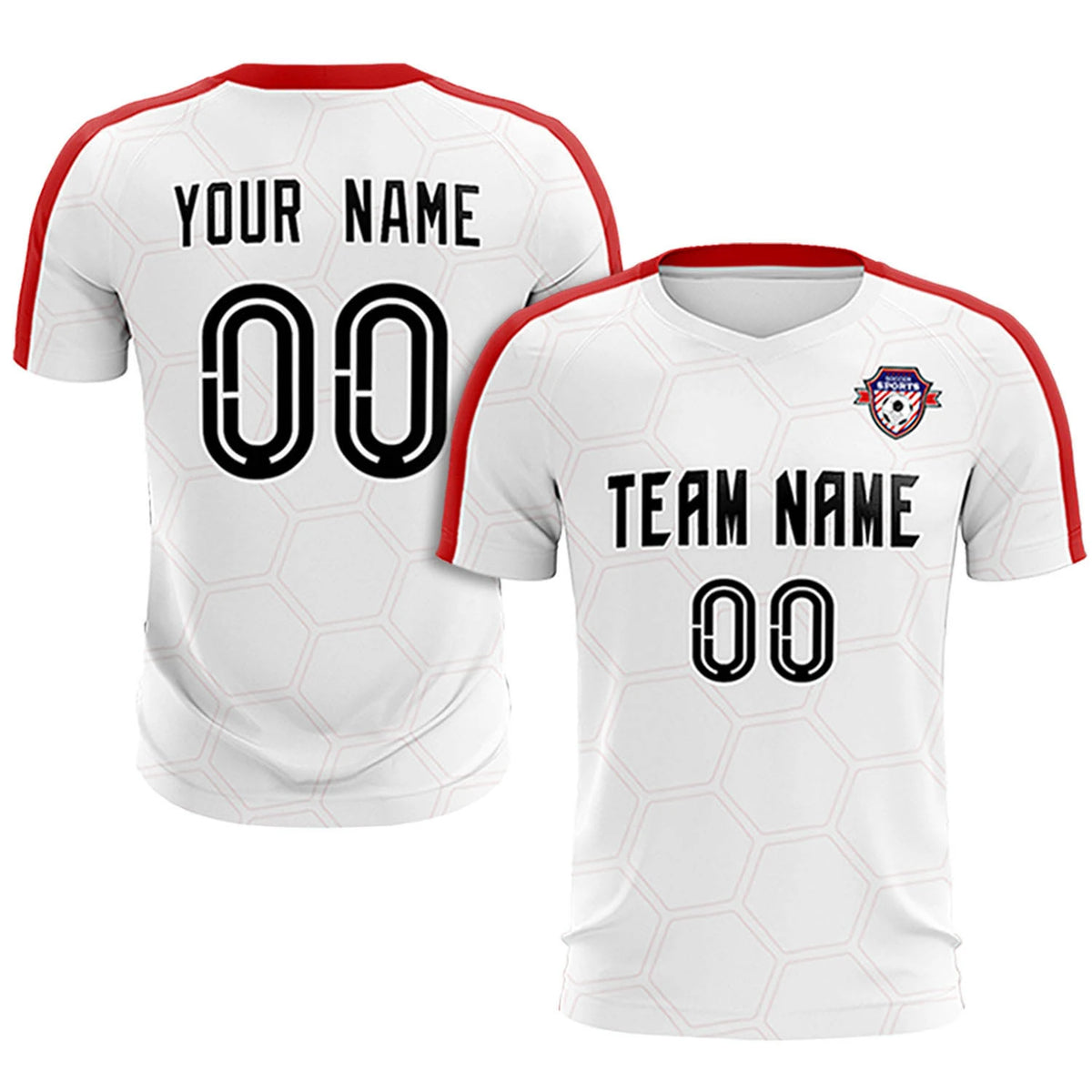 Custom White Red Outdoor Sport Soccer Sets Jersey