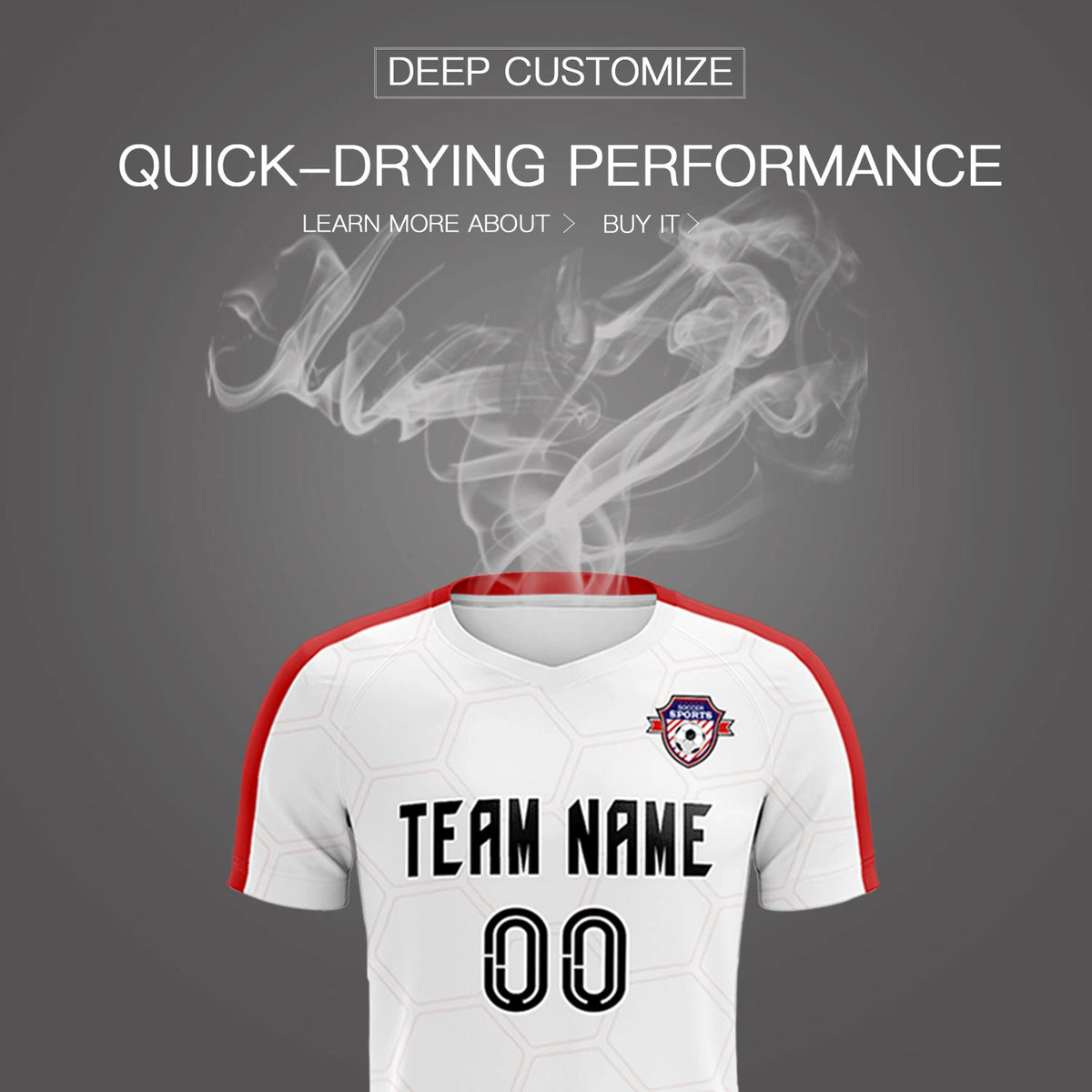 Custom White Red Outdoor Sport Soccer Sets Jersey