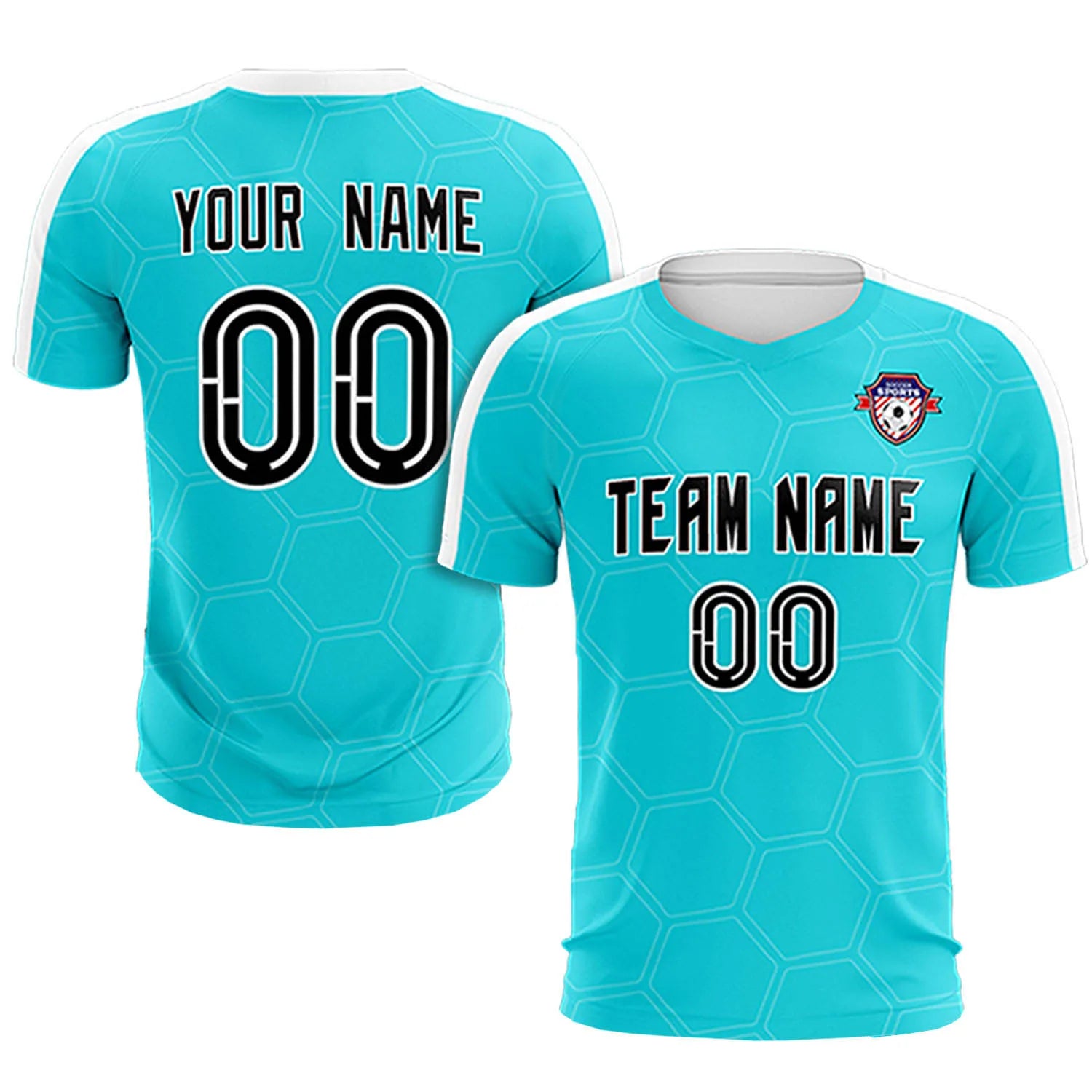 Custom Aqua White Outdoor Sport Soccer Sets Jersey