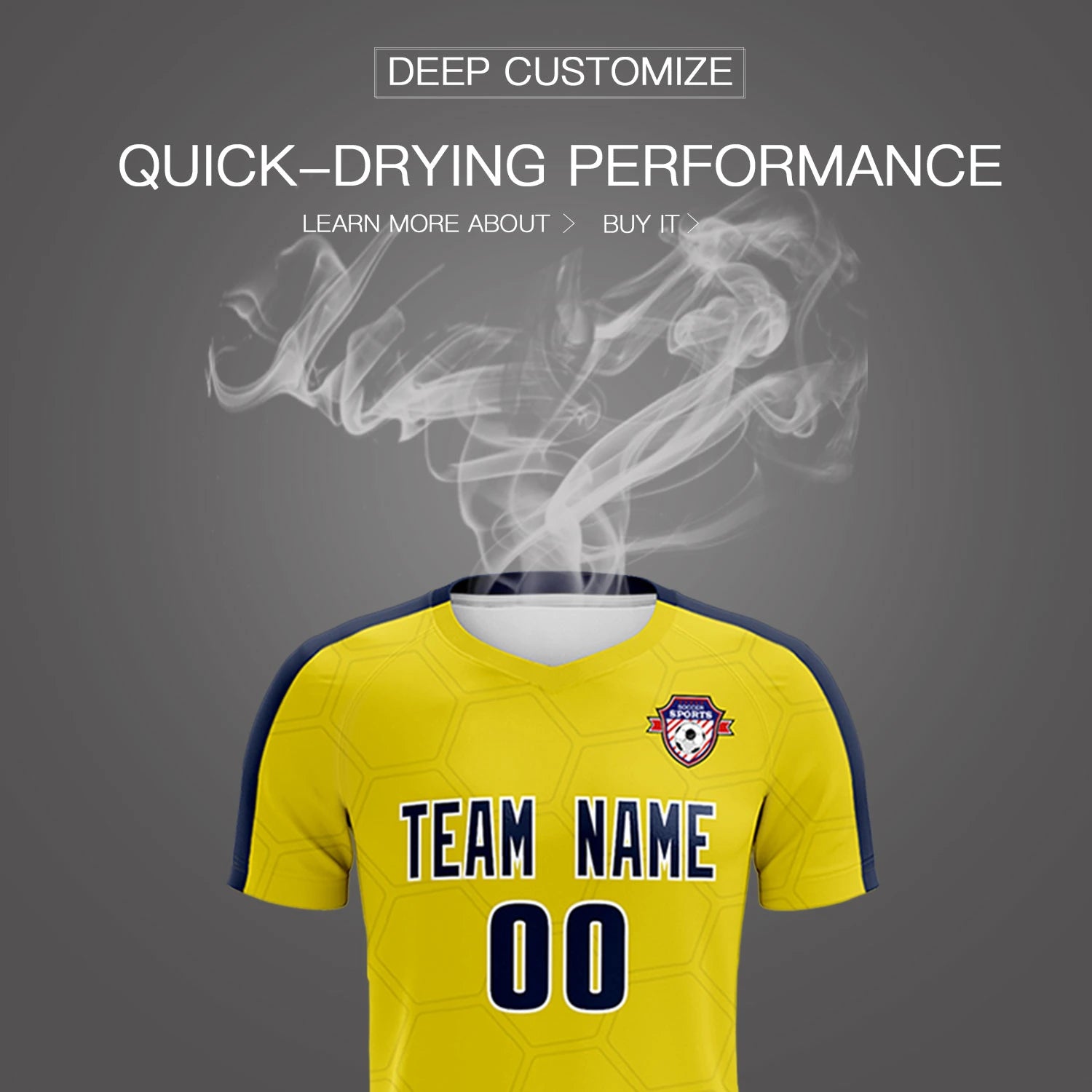 Custom Yellow Navy Outdoor Sport Soccer Sets Jersey