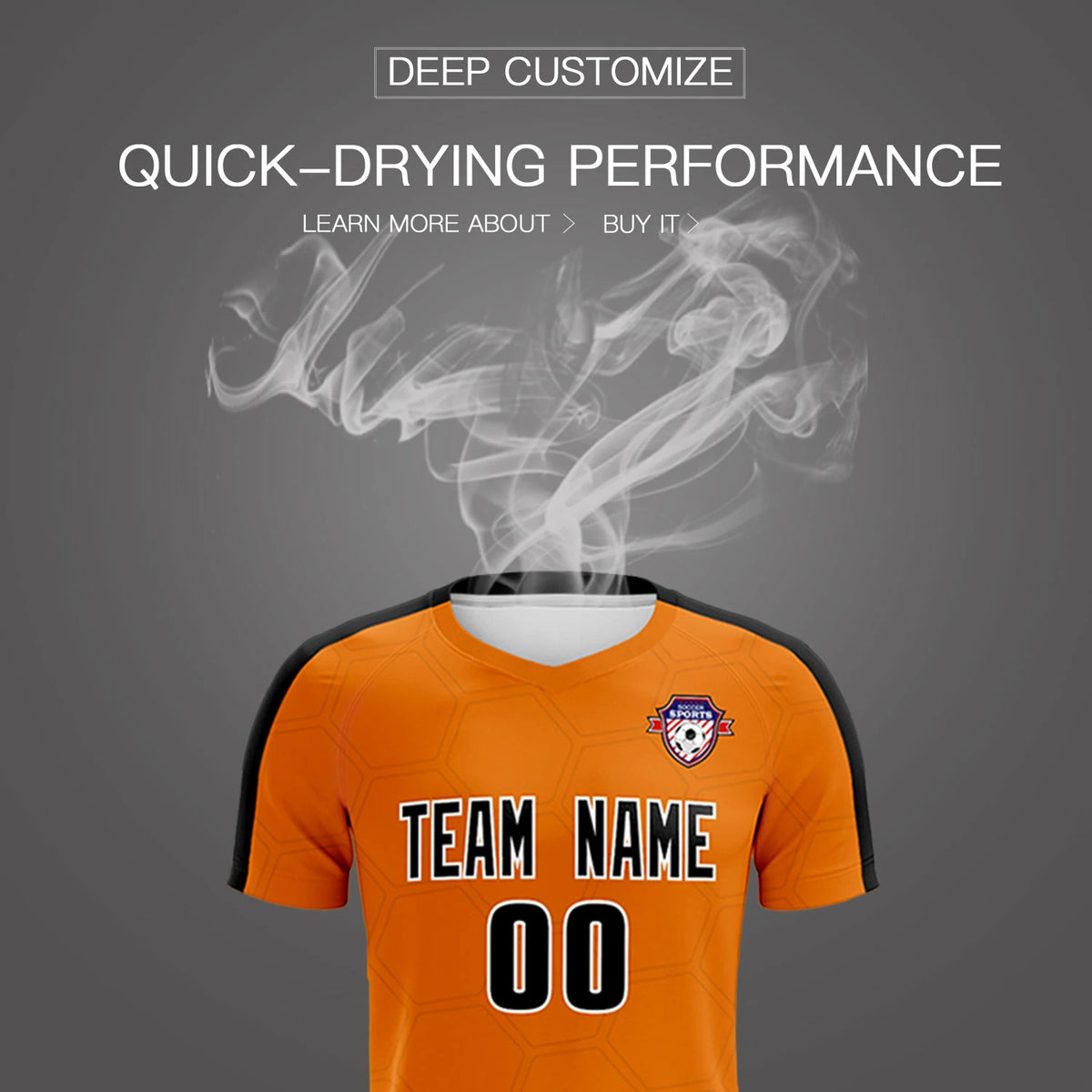 Custom Orange Black Outdoor Sport Soccer Sets Jersey