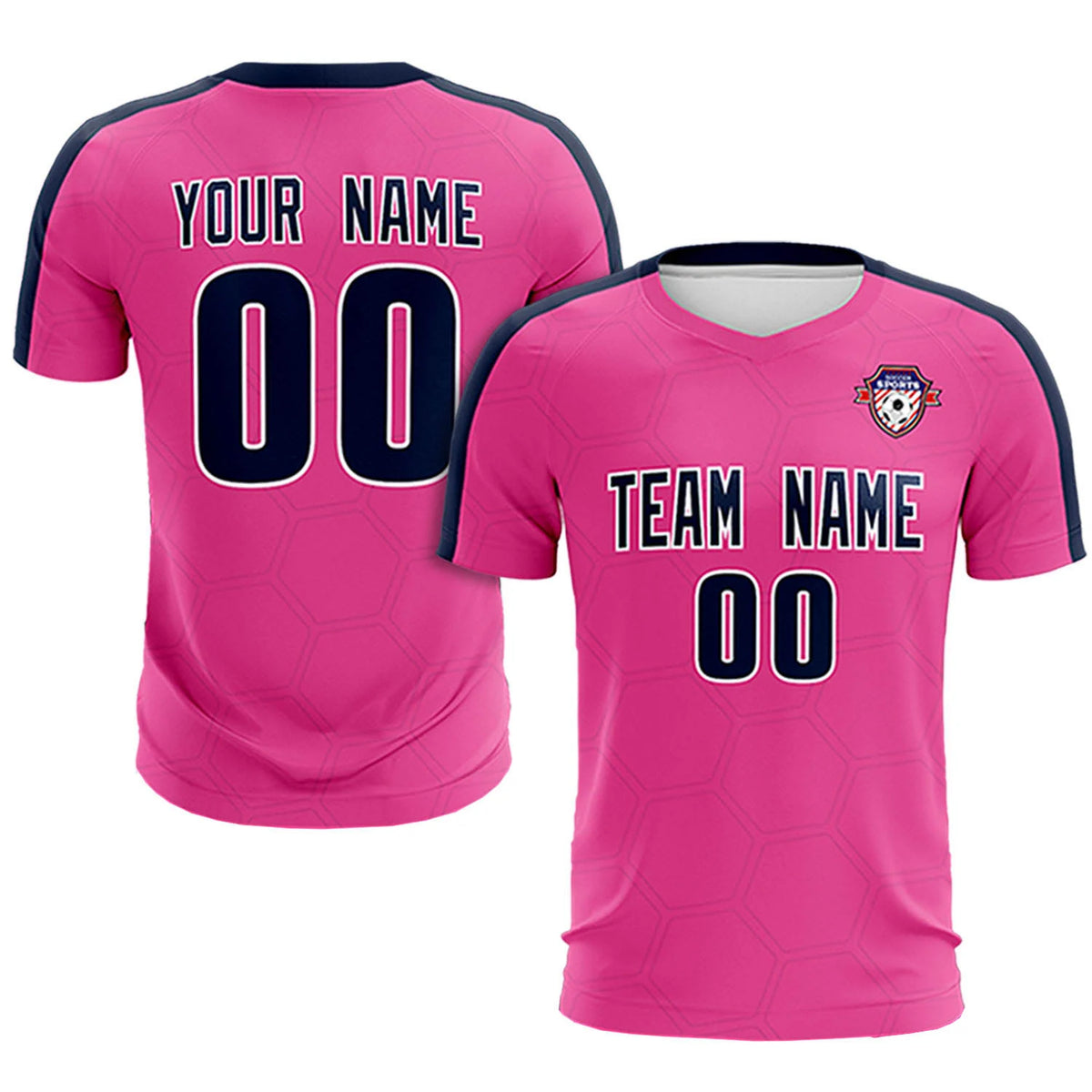 Custom Pink Navy Outdoor Sport Soccer Sets Jersey