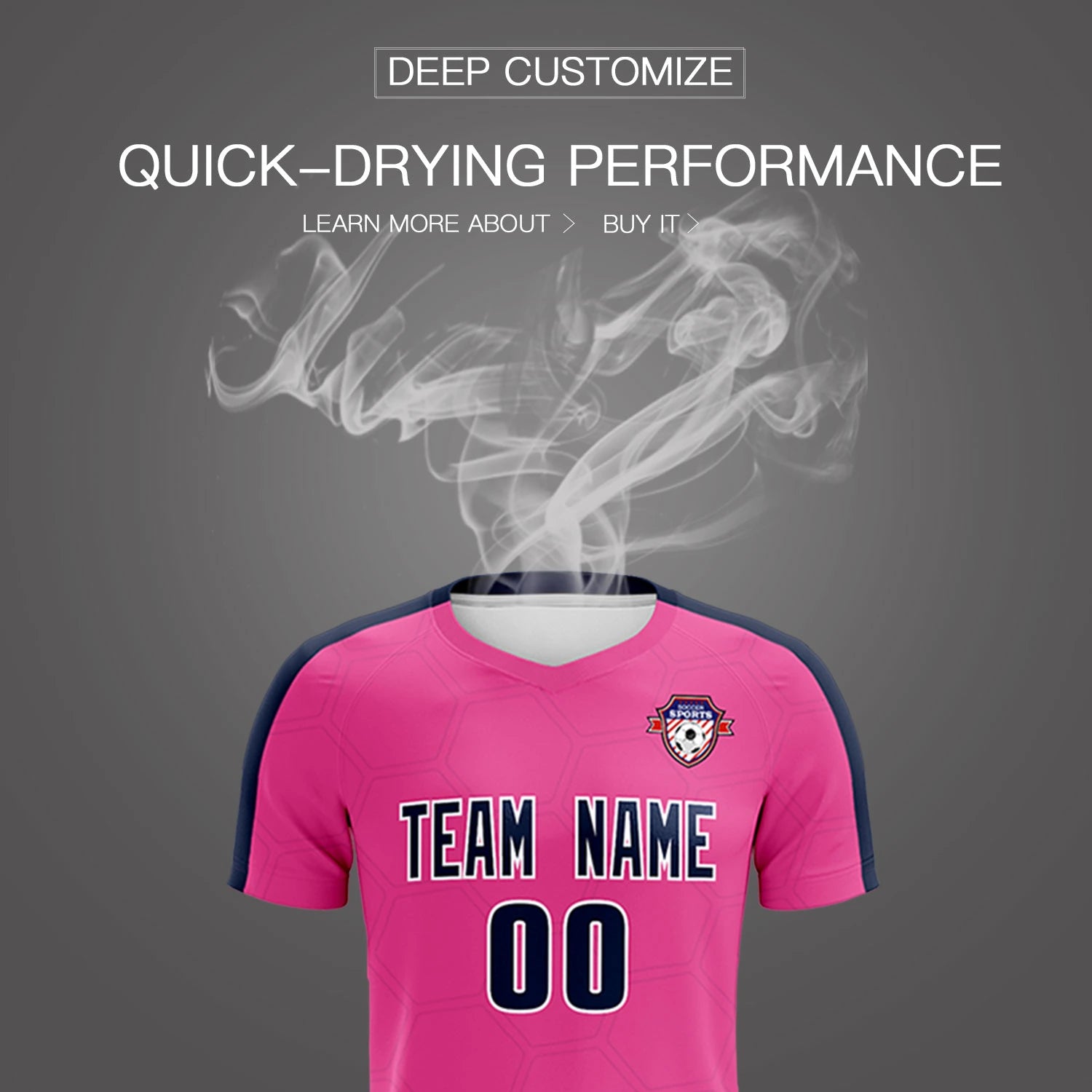 Custom Pink Navy Outdoor Sport Soccer Sets Jersey