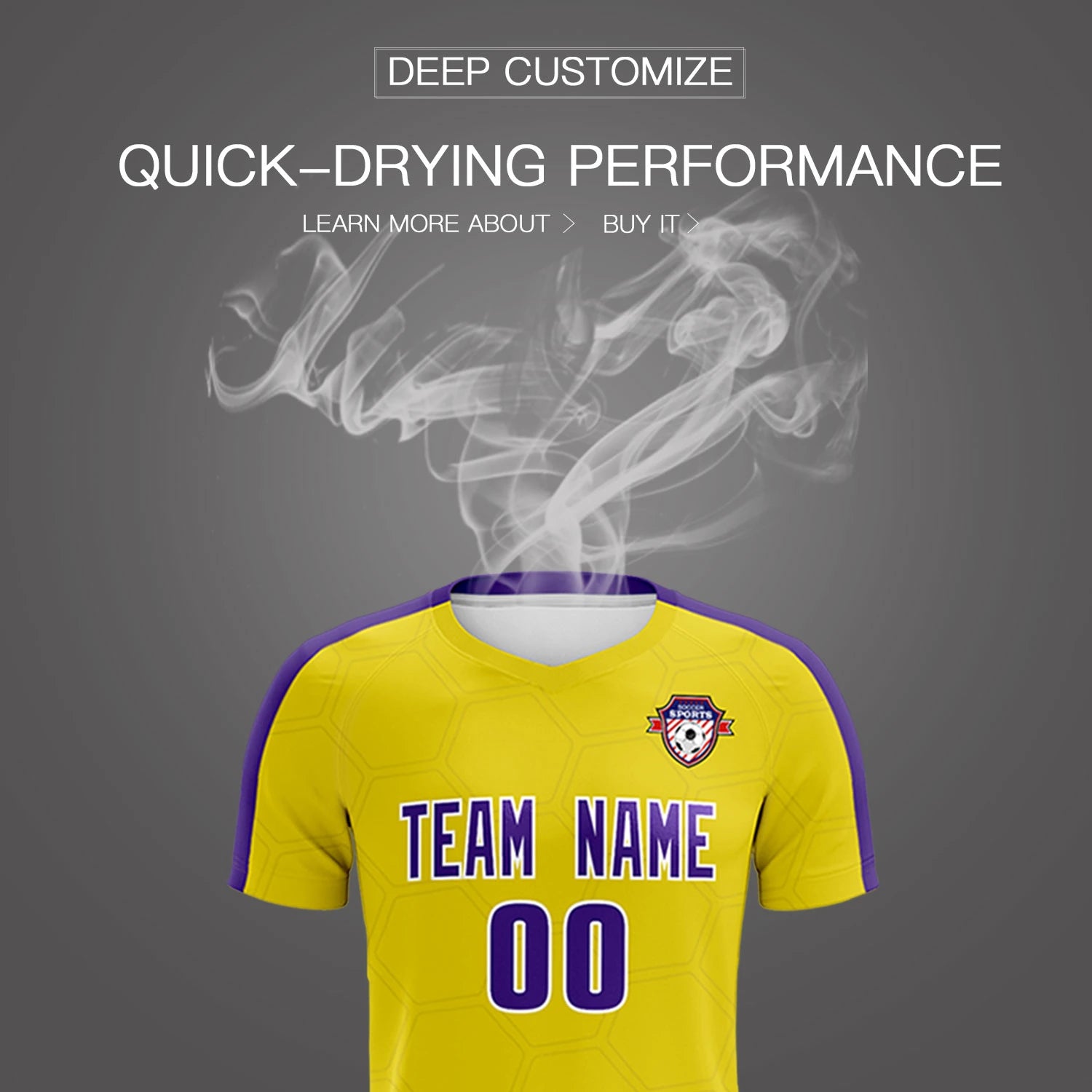 Custom Yellow Purple Outdoor Sport Soccer Sets Jersey