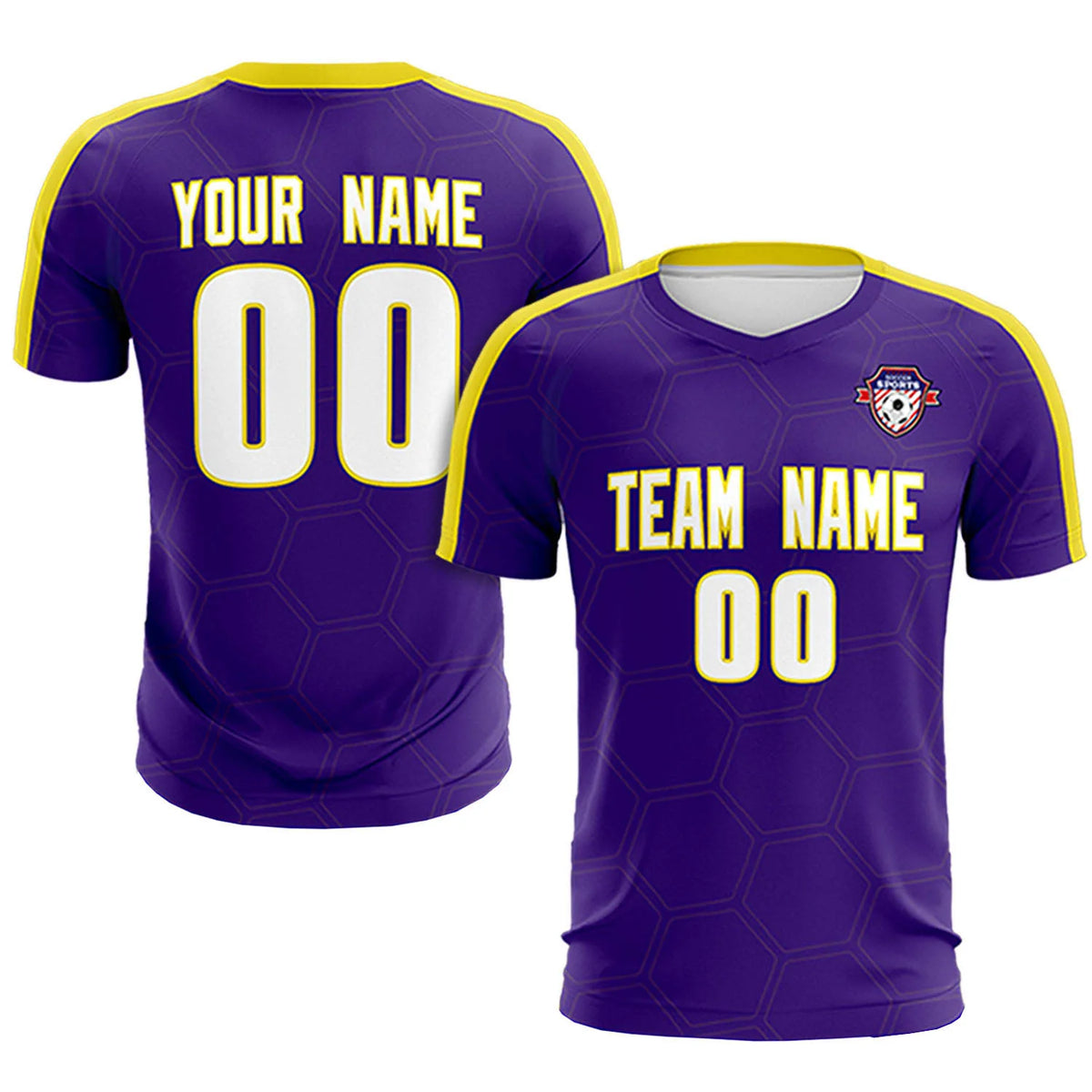 Custom Purple Yellow Outdoor Sport Soccer Sets Jersey