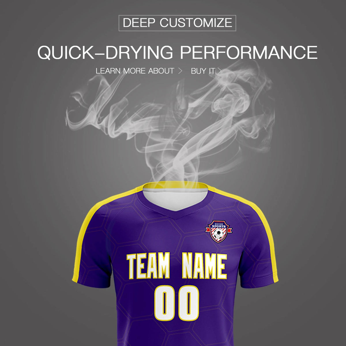 Custom Purple Yellow Outdoor Sport Soccer Sets Jersey