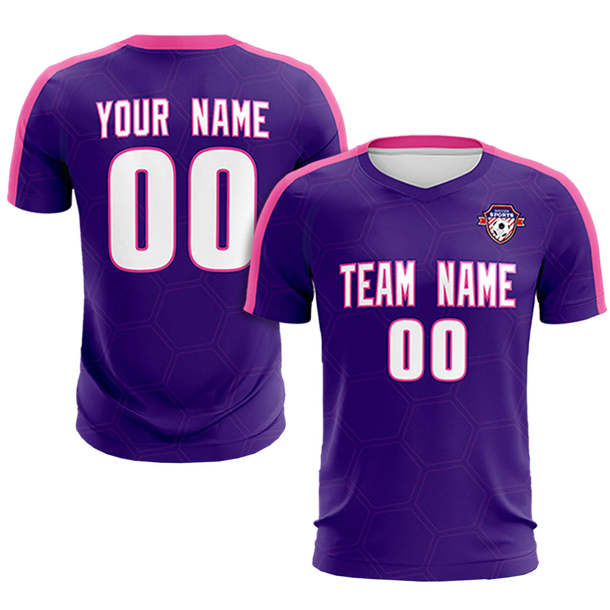 Custom Purple Pink Outdoor Sport Soccer Sets Jersey