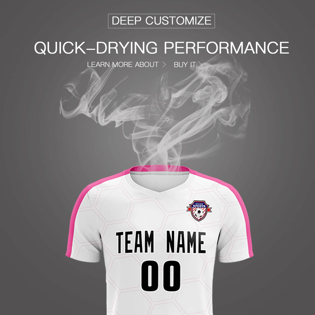 Custom White Pink Outdoor Sport Soccer Sets Jersey