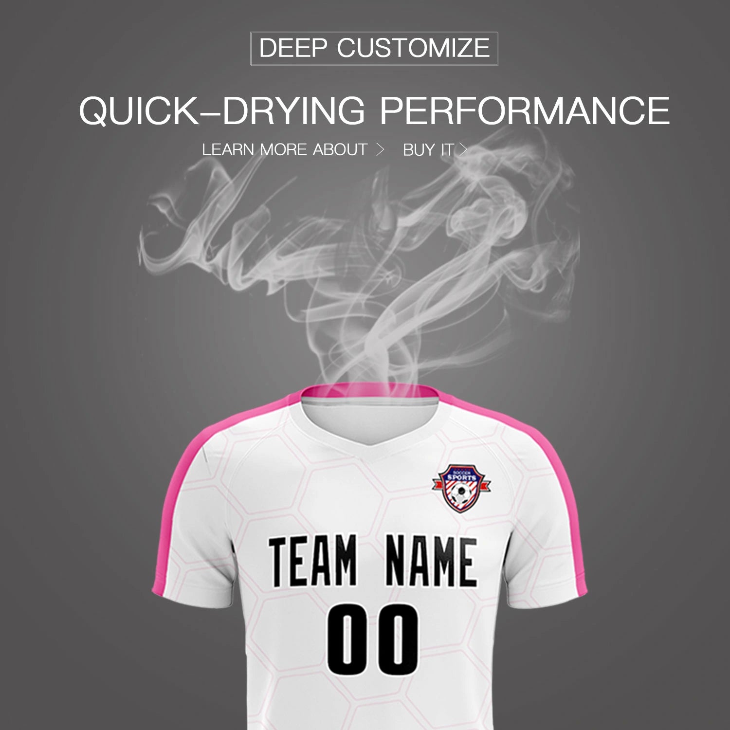 Custom White Pink Outdoor Sport Soccer Sets Jersey