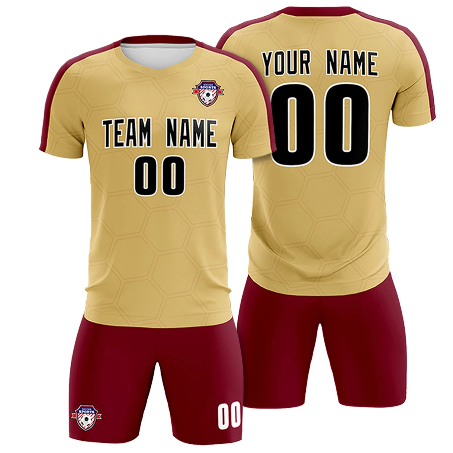 Custom Khaki Crimson Outdoor Sport Soccer Sets Jersey