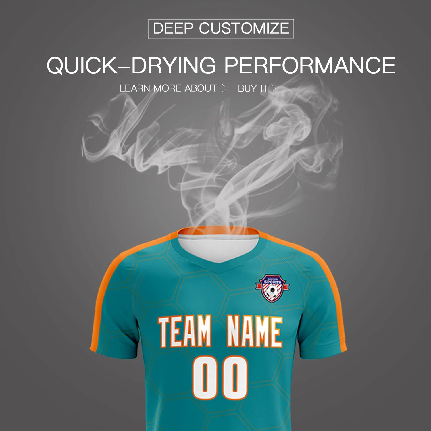 Custom Aqua Orange Outdoor Sport Soccer Sets Jersey