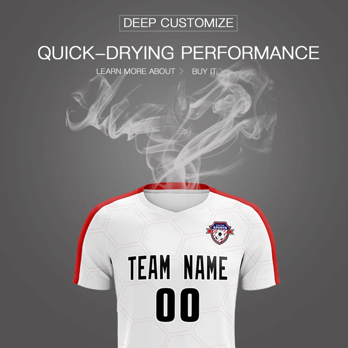 Custom White Red Outdoor Sport Soccer Sets Jersey