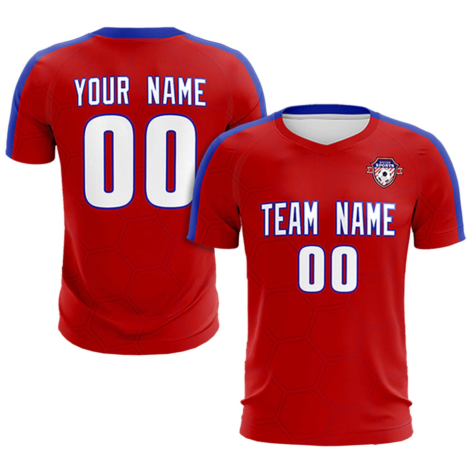 Custom Red Royal Blue Outdoor Sport Soccer Sets Jersey