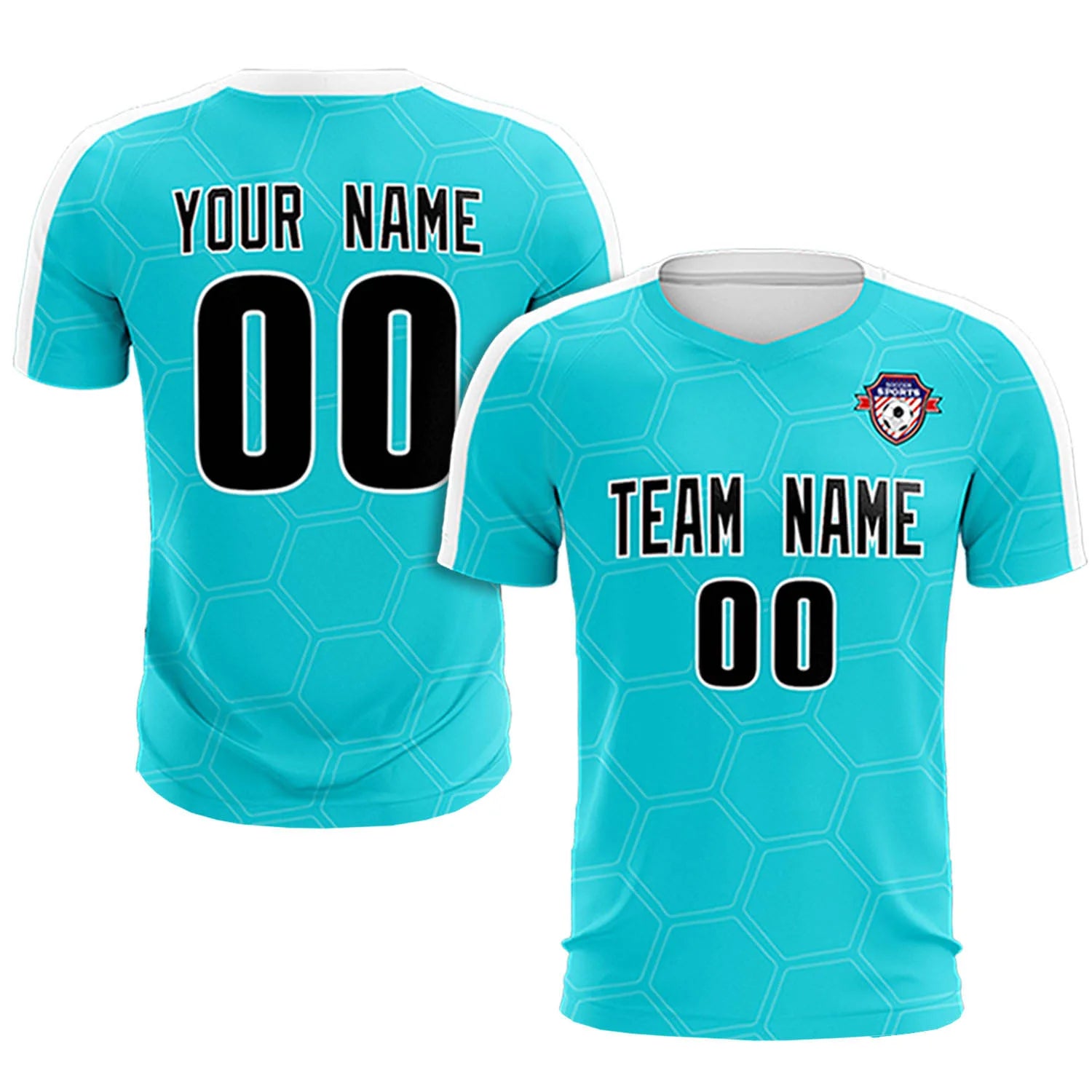 Custom Aqua White Outdoor Sport Soccer Sets Jersey