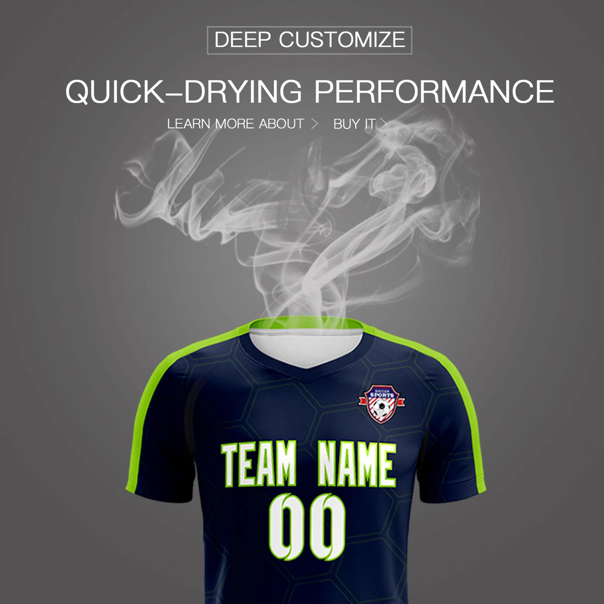 Custom Navy Neon Green Outdoor Sport Soccer Sets Jersey