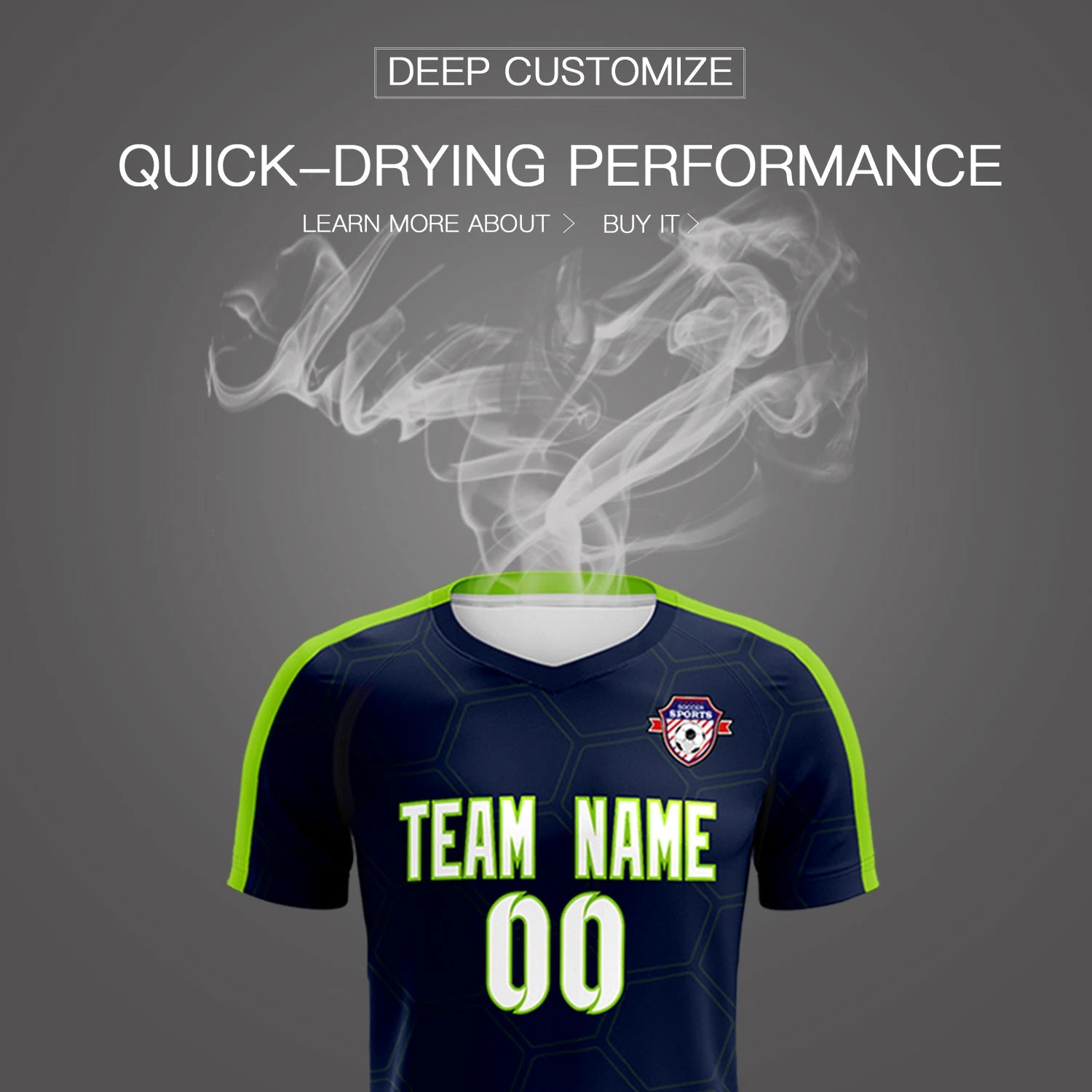 Custom Navy Neon Green Outdoor Sport Soccer Sets Jersey