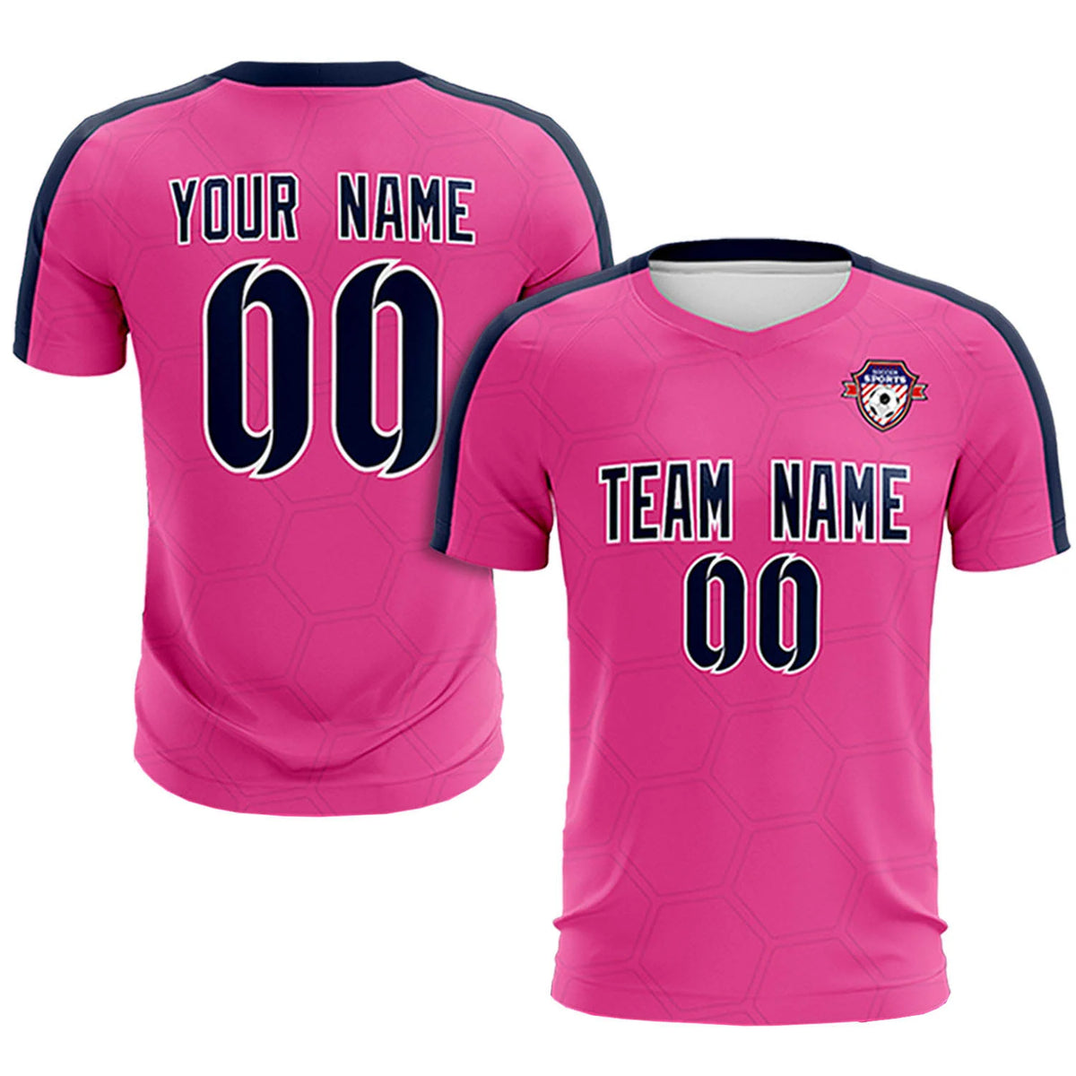 Custom Pink Navy Outdoor Sport Soccer Sets Jersey