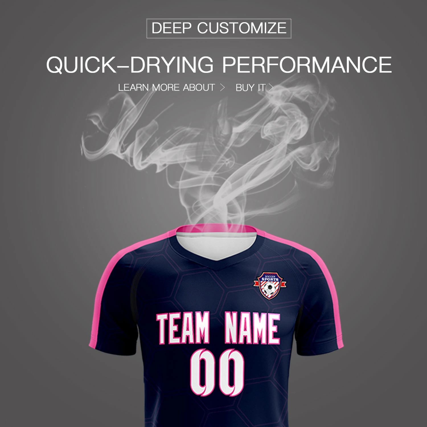 Custom Navy Pink Outdoor Sport Soccer Sets Jersey