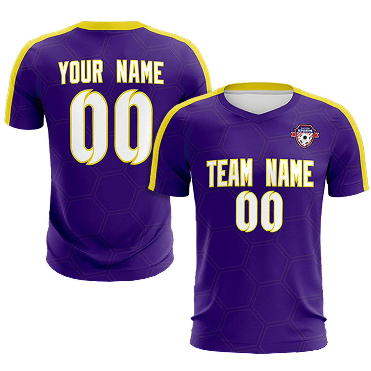 Custom Purple Yellow Outdoor Sport Soccer Sets Jersey