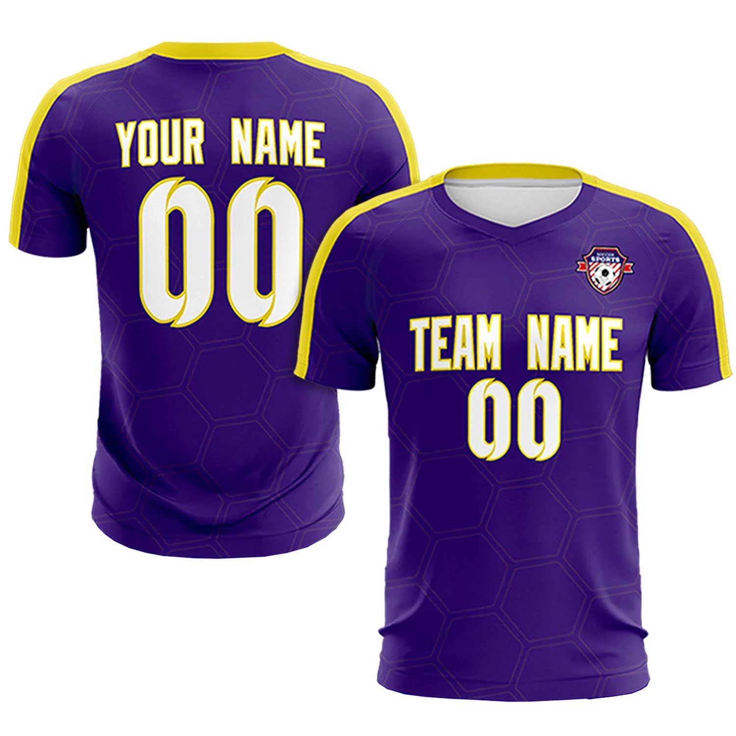 Custom Purple Yellow Outdoor Sport Soccer Sets Jersey