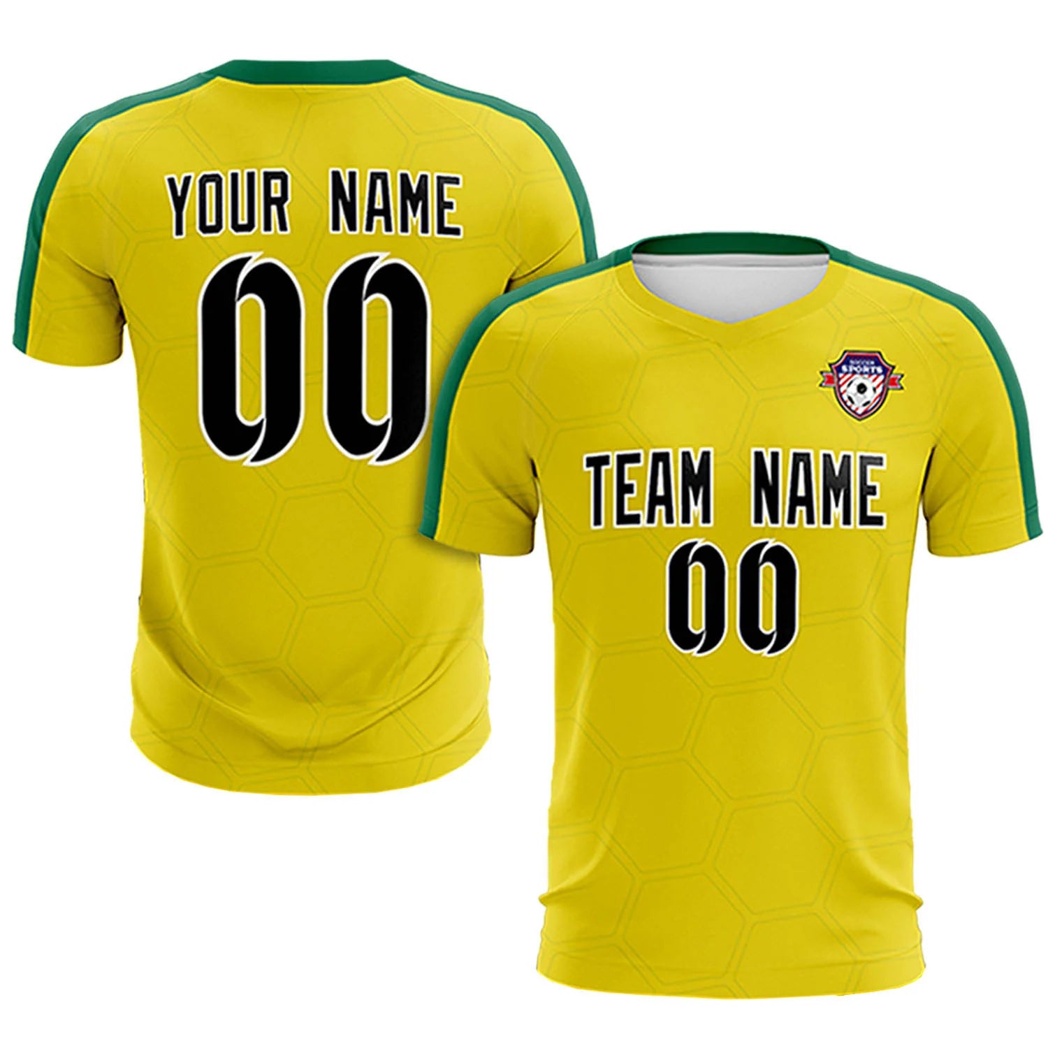 Custom Yellow Kelly Green Outdoor Sport Soccer Sets Jersey