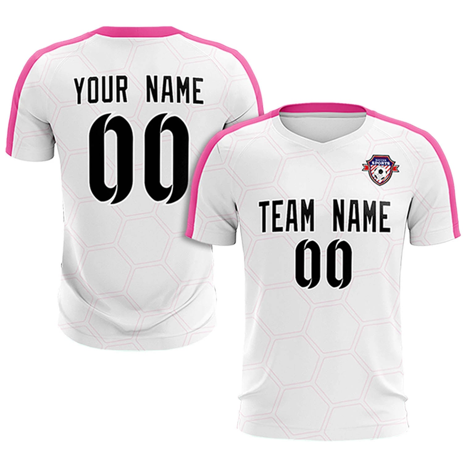 Custom White Pink Outdoor Sport Soccer Sets Jersey