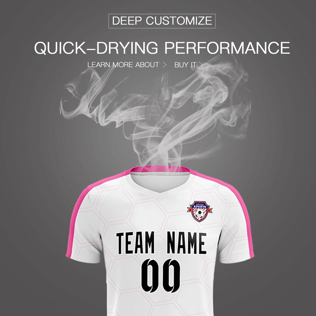 Custom White Pink Outdoor Sport Soccer Sets Jersey