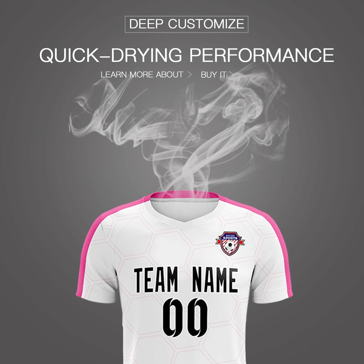 Custom White Pink Outdoor Sport Soccer Sets Jersey