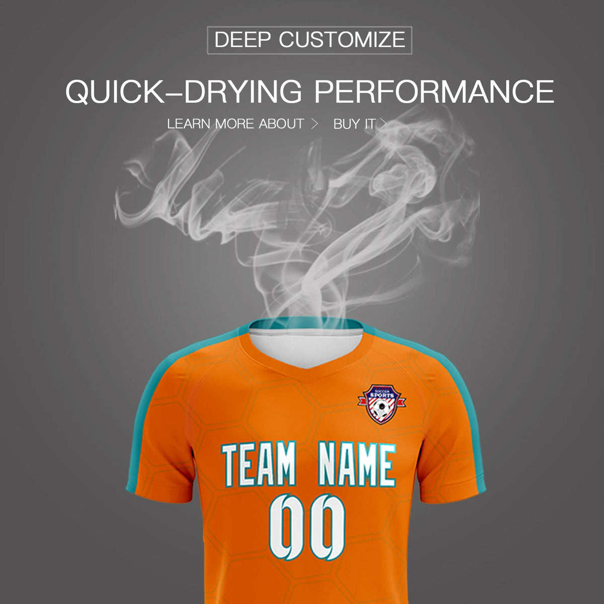 Custom Orange Aqua Outdoor Sport Soccer Sets Jersey