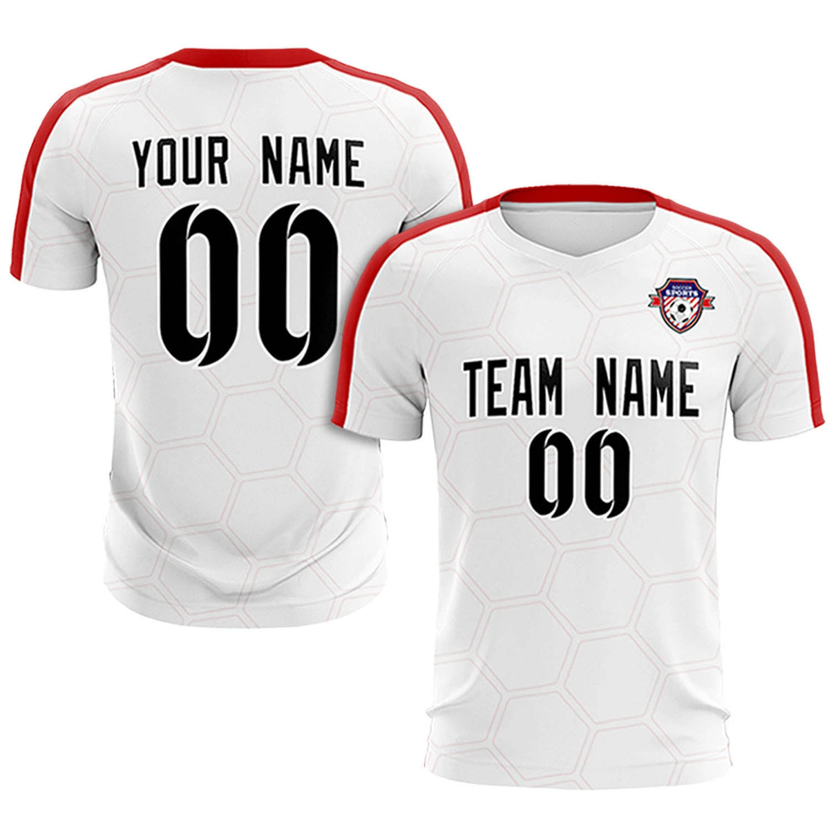 Custom White Red Outdoor Sport Soccer Sets Jersey